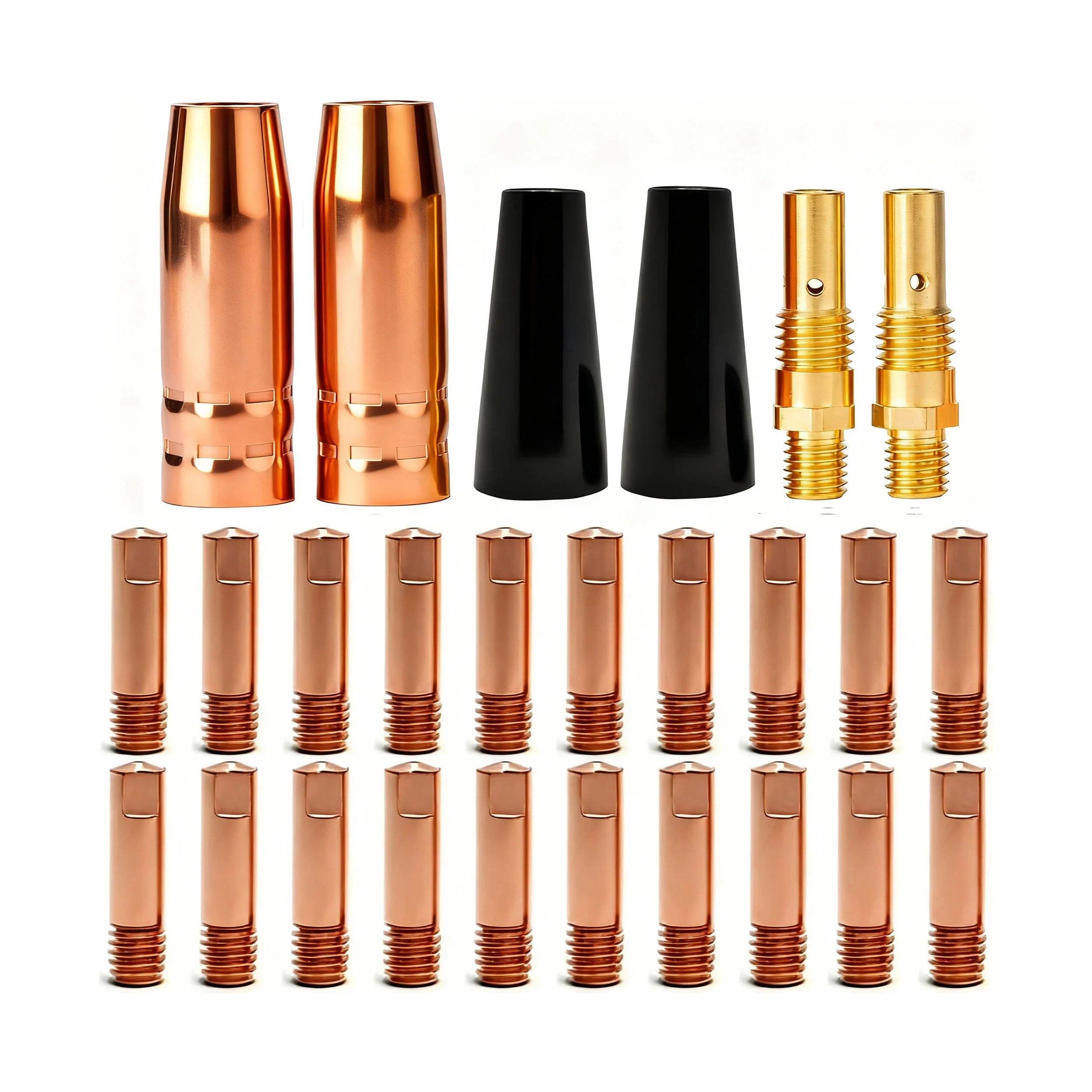 .035 Contact tip 11-35 + Gasless Nozzle KP1939-1 + Gas Nozzle 21-50 + Diffusers 35-50 kits Compatible with Lincoln Magnum 100L K530 & Tweco Mini/#1 Flux Core MIG Eastwood and more Welder Gun (.035)