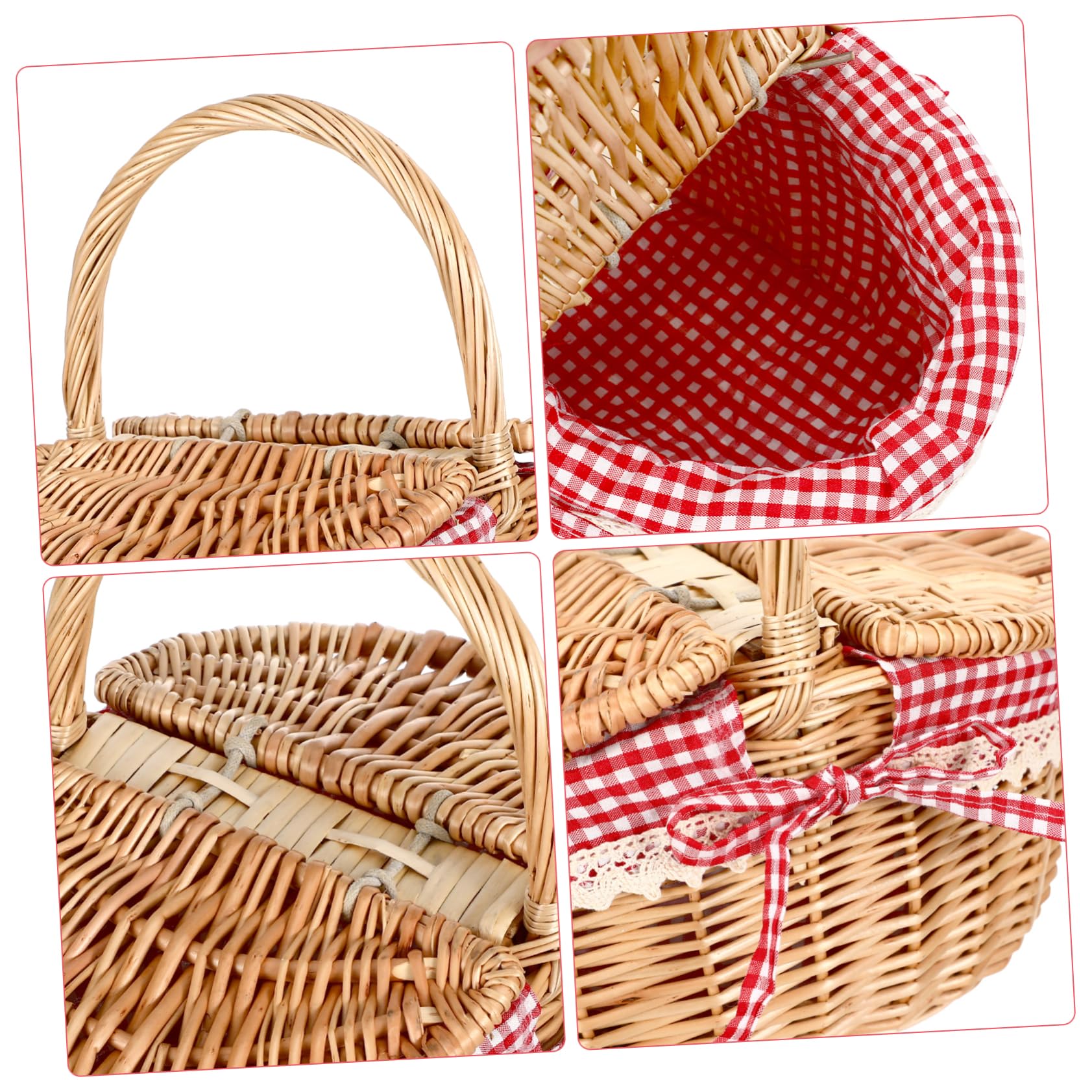 Garneck Picknickkorb Aus Rattan Kleiner Weidenkorb Rotkäppchen-picknickkorb Weidenkorb Mit Griff Osterkorb Deckel Aufbewahrungskörbe Aus Korbgeflecht Isolierter