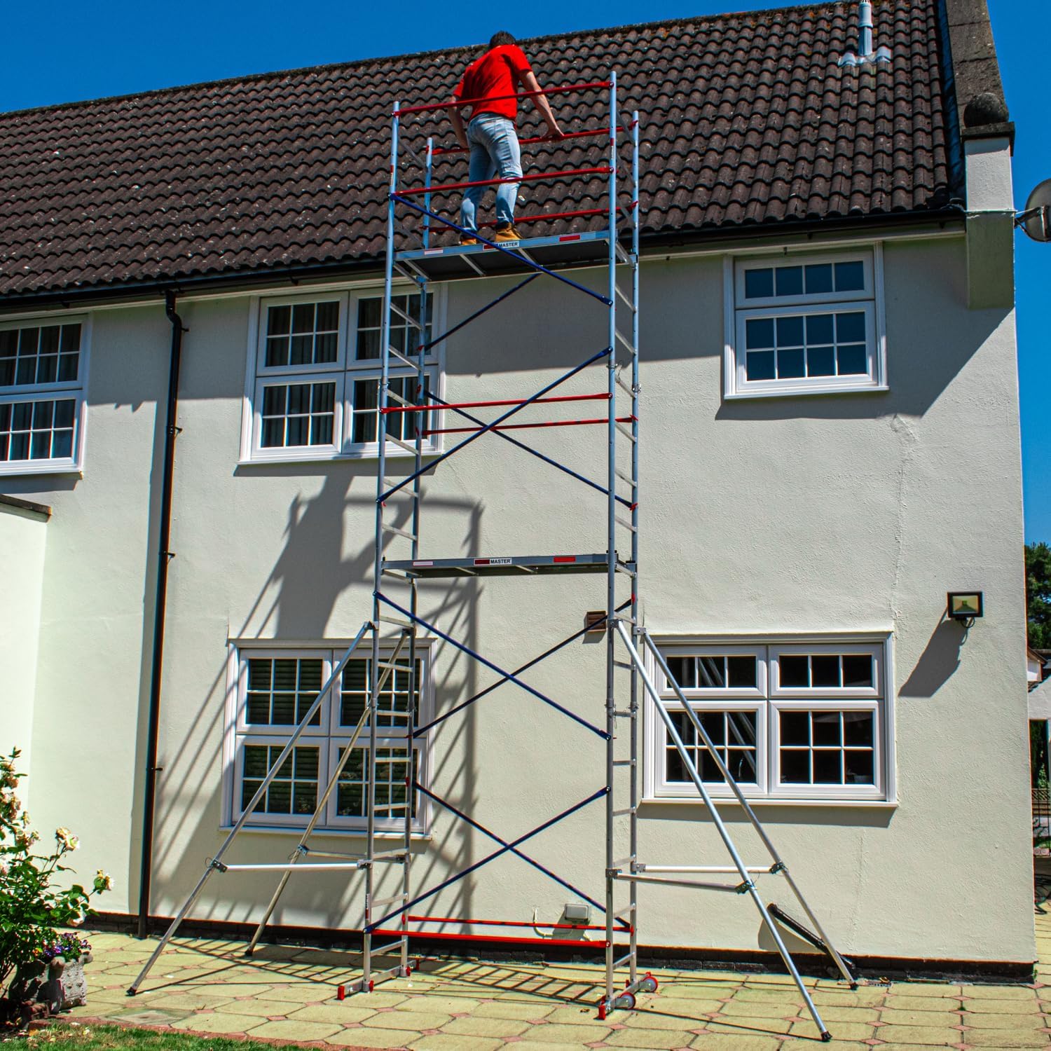 Home Master DIY Scaffold Tower | Aluminium At-Home Scaffolding | 150kg Load Capacity, Quick Assembly, Trapdoor Platform | 7m