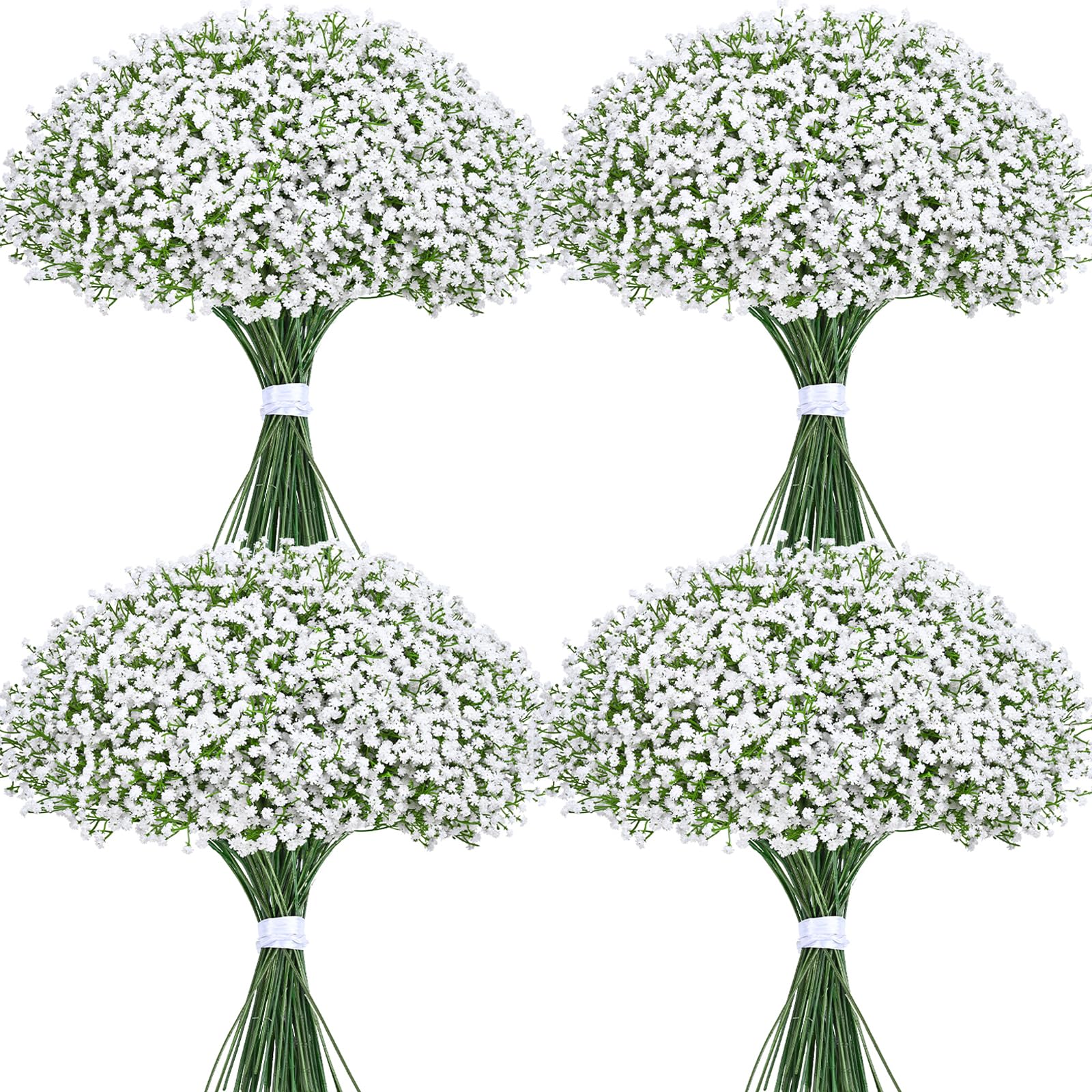 yastouay babys breath artificial flowers, 30pcs fake white babys breath flowers artificial bulk, real touch faux babies breath gypsophila bouquet for wedding floral arrangement party decor