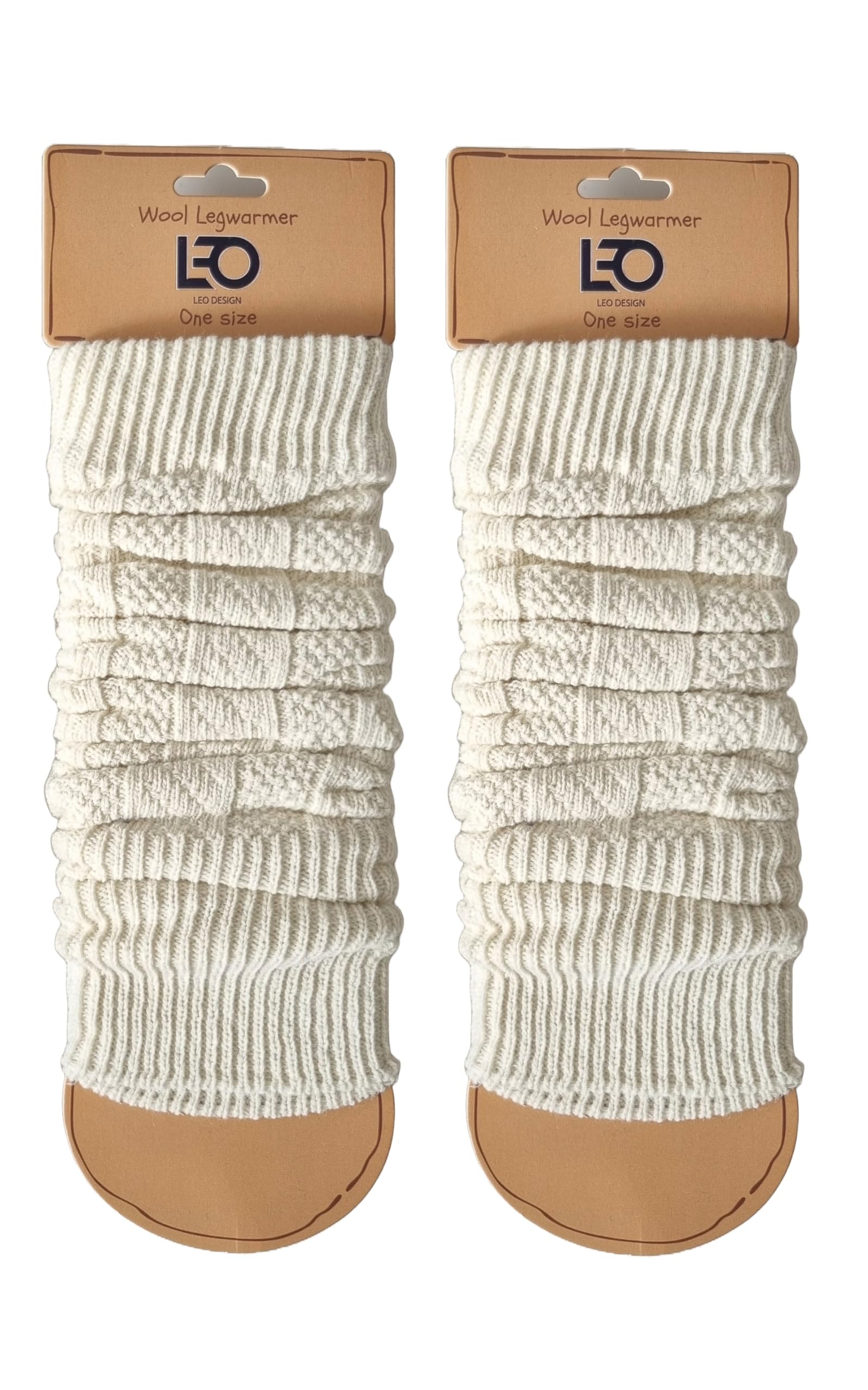 Leo Design2X Natural Lambs Wool Women Leg Warmers- Lambs wool & Polyamide Blend- Cable knitted LegWarmer, Ankle Warmers