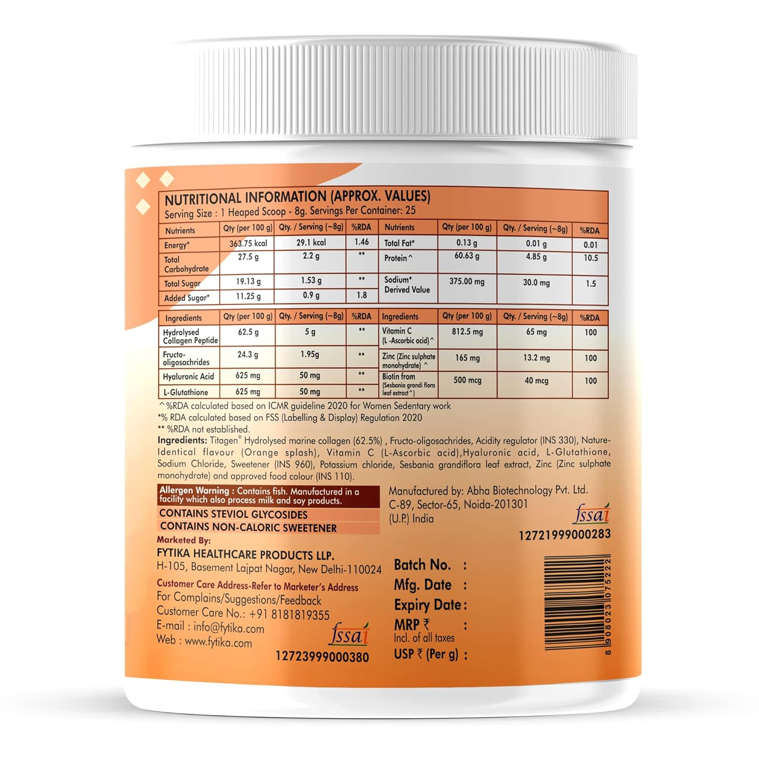 FYTIKA HEALTHCARE PRODUCTS Let It Glow Marine Collagen Supplement For Men & Women|L- Glutathione,Vitamin C|Promotes Healthy Skin,Hairs And Nails (Orange,Pack Of 3,Powder,3 Count,25 Servings) FYTIKA HEALTHCARE PRODUCTS Let It Glow Marine Collagen Supplement For Men & Women|L- Glutathione,Vitamin C|Promotes Healthy Skin,Hairs And Nails (Orange,Pack Of 3,Powder,3 Count,25 Servings)