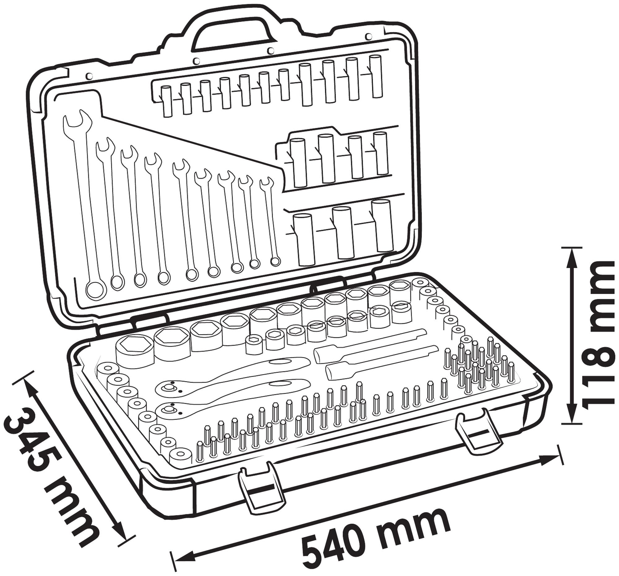 ViGOR Jeu de clés à douilles V3277N I Jeu de 212 pièces I avec cliquets réversibles, rallonges, divers embouts et clés à douilles I Jeu complet pour commande manuelle'.
