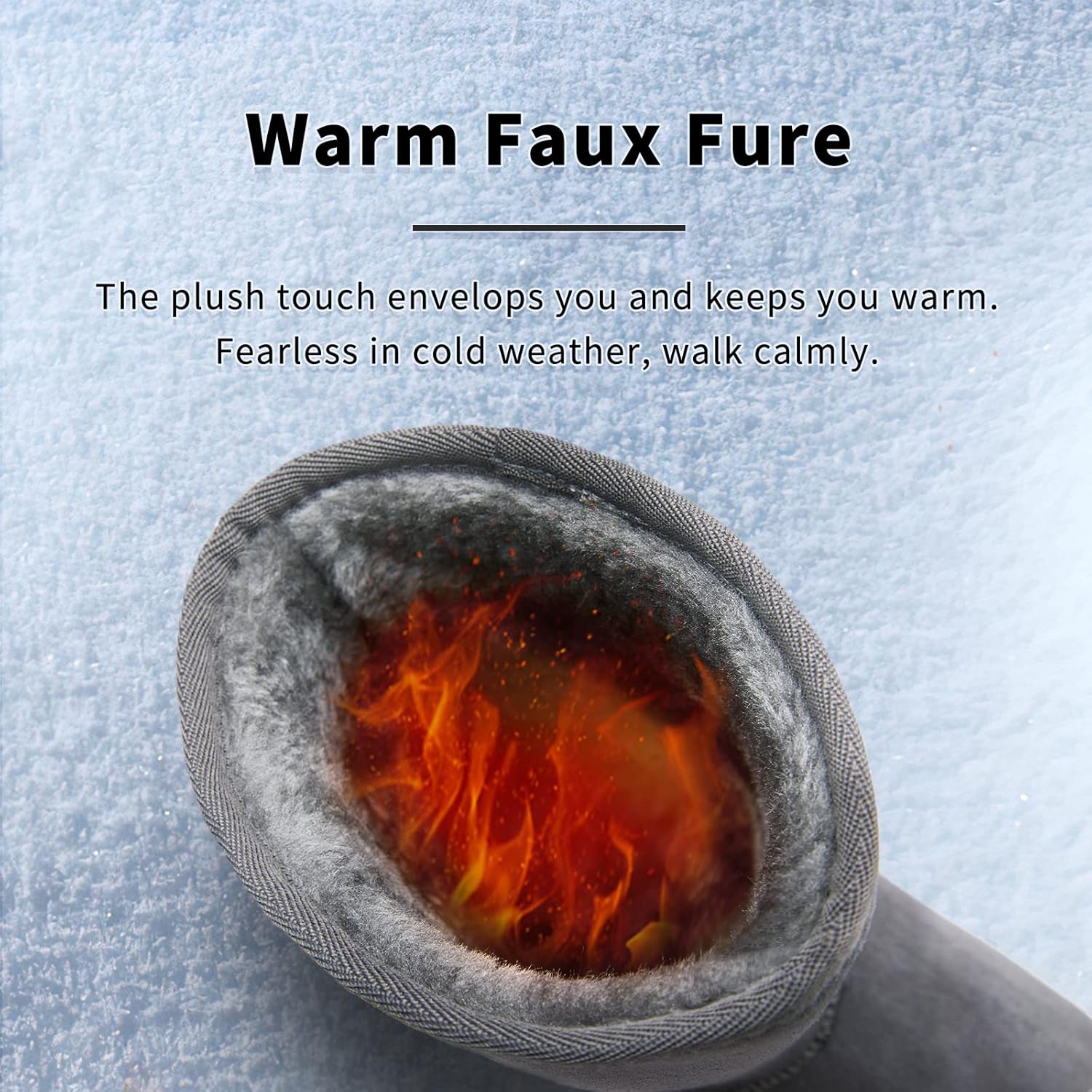 Moudki Womens Winter Boots Mid-calf Snow Boots Fashion Warm Boots for Women Cute Furry Slip On Boots - Image 2