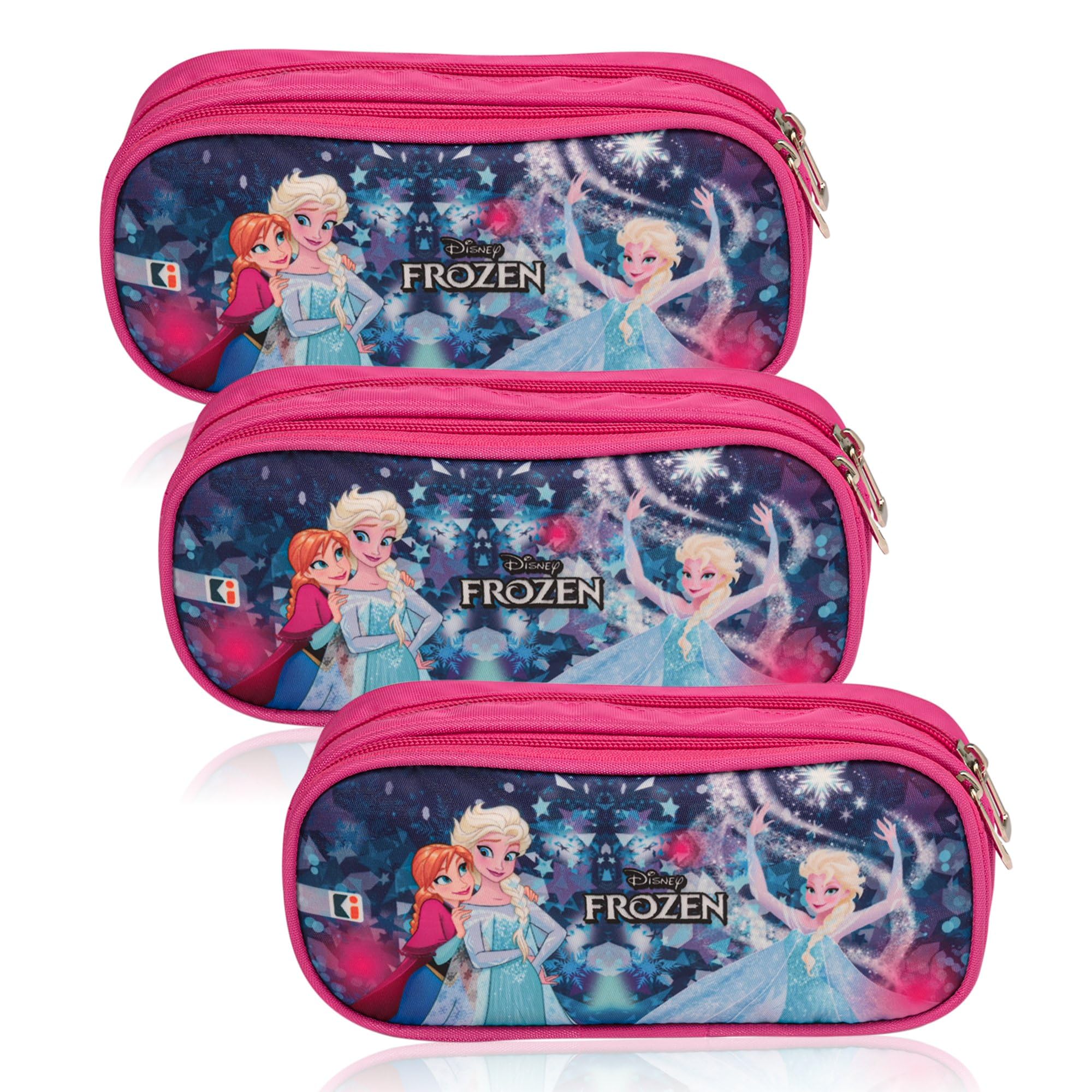 Kuber Industries Pack of 3 Pencil Pouch | Multi-Purpose Travel Pouch | 2 Compartments Utility Pouch | Waterproof Stationary Bag | Geometry Box | Disney Frozen Fun | Blue & Pink (B0D4HXV58H) Amazon Price History, Amazon Price Tracker