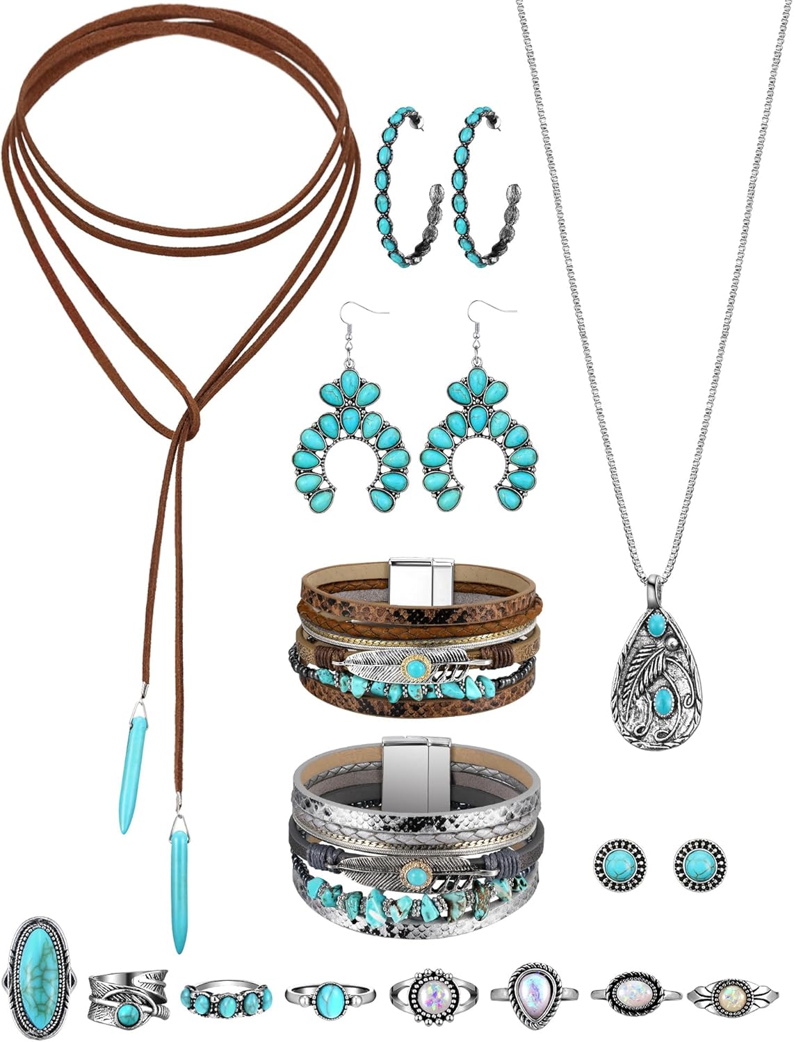 Inbagi Maitys 15 Pcs Halloween Jewelry Women Chain Necklace Bracelet Stud Earrings Hoops Bracelet Big Circle Earring Rings Set