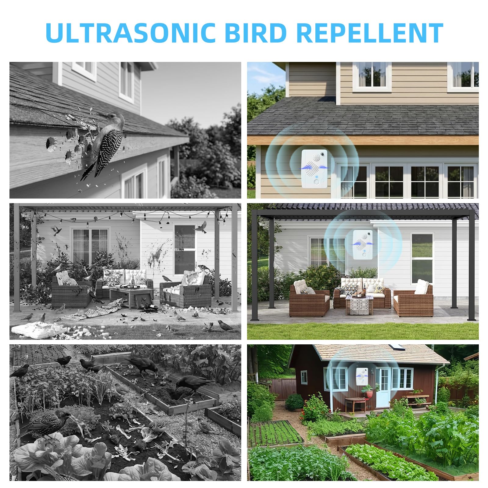 Repellente per pipistrelli ricaricabile aggiornato 2025 per soffitta può essere utilizzato all'aperto e all'interno, dispositivi deterrenti per pipistrelli a ultrasuoni, amichevole per persone e