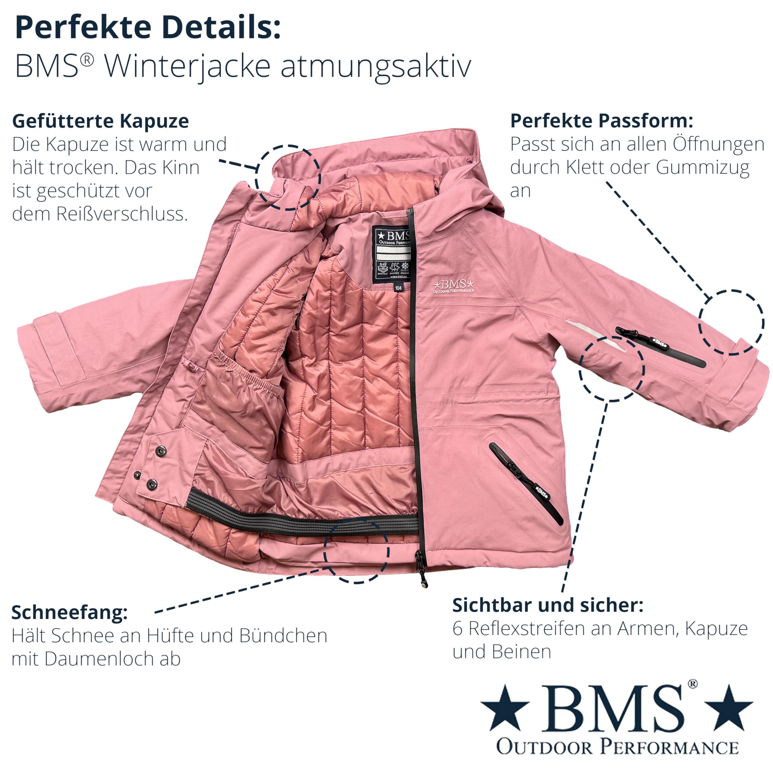 BMS Kinder Winterjacke, SoftLan+Sorona, Wistful Mauve, 98