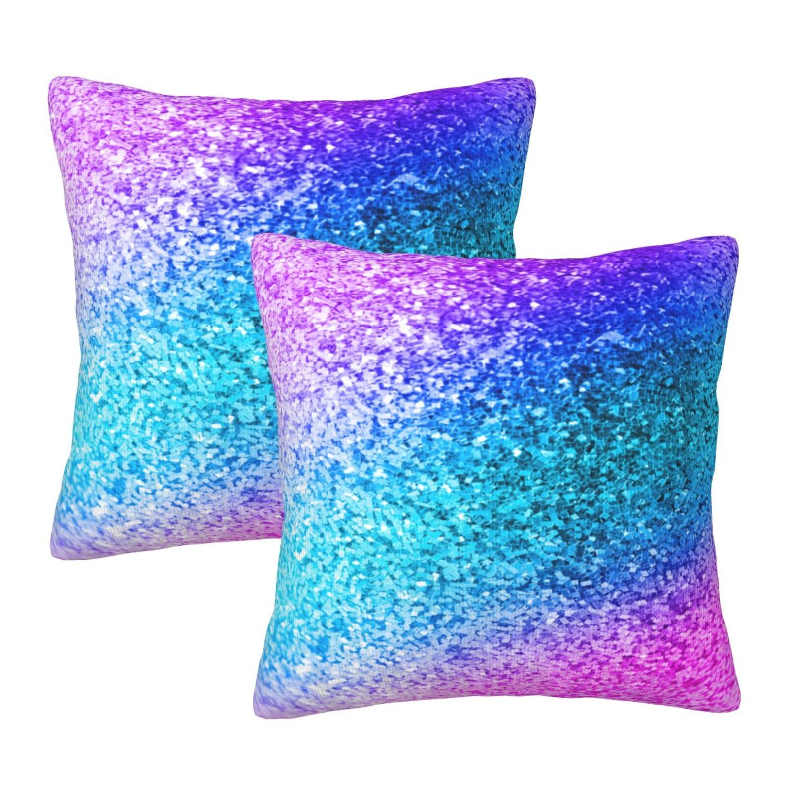 Lot de 2 taies d'oreiller carrées à paillettes imprimées housse coussin