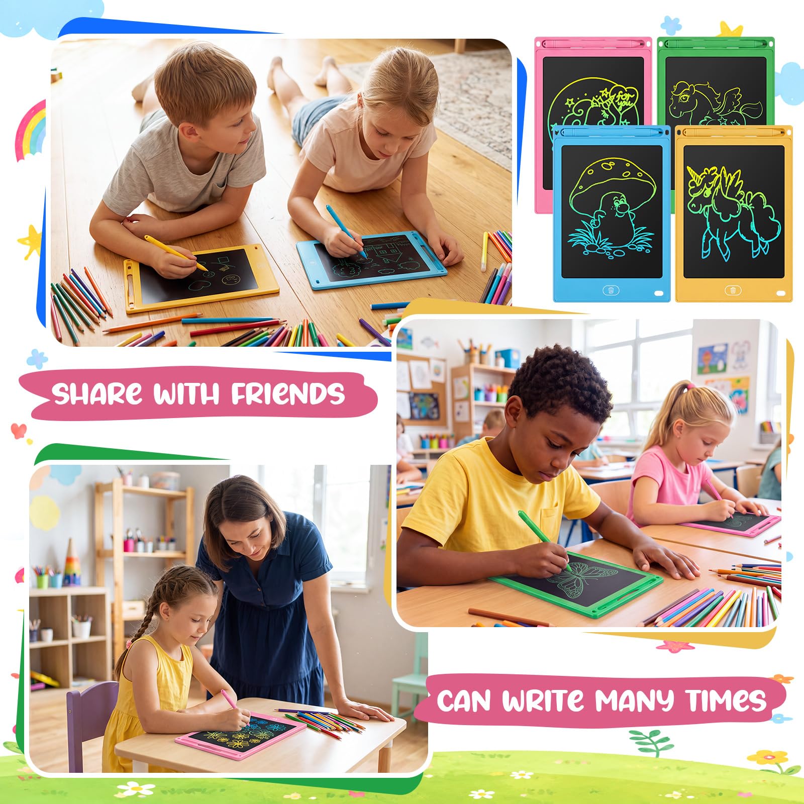 Zhehao Lot de 24 tablettes d'écriture LCD pour enfants, couleur bonbon