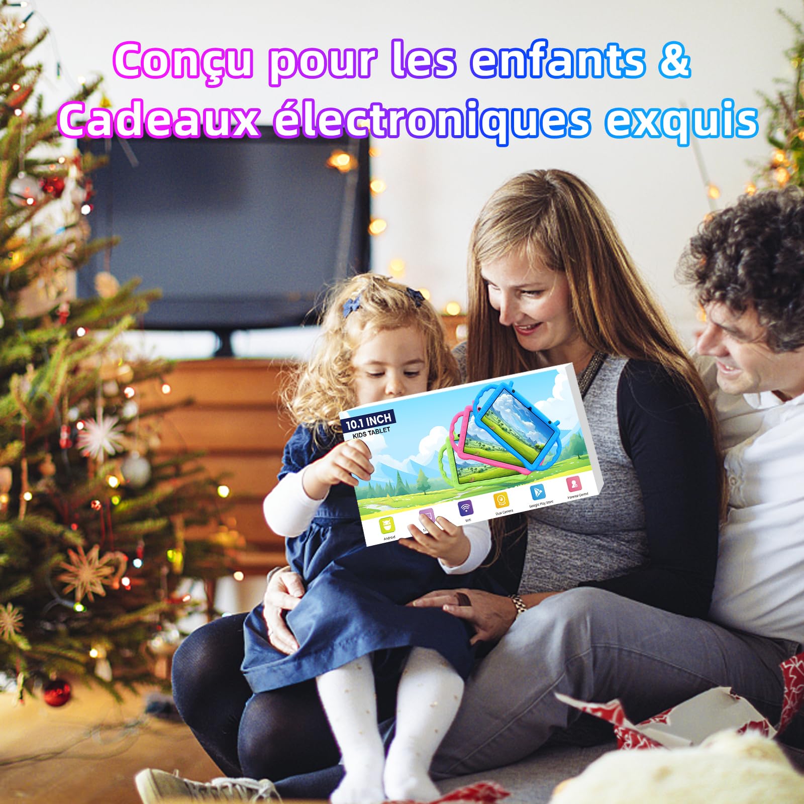 Tablette Enfants 10 Pouces, Tablette Android 14 Octa-Core 2,0 GHz, 10 Go RAM 64 Go ROM (TF 1 to), 6000 mAh, WiFi, Bluetooth, Double Caméra, Contrôle Parental, APP éducation Enfants (Rose)