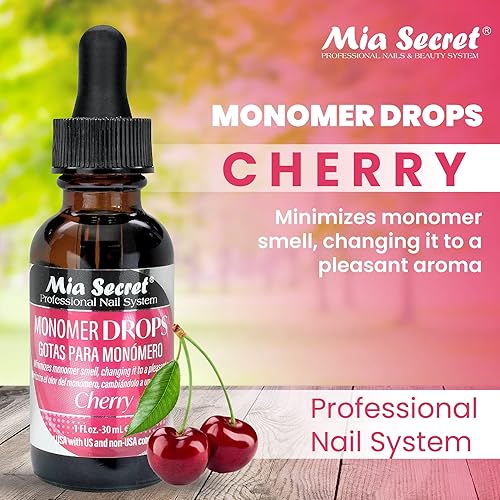 Miniatura 2 de Mia Secret Monomer Drops - Aroma de cereza, 1 onza, gotas de olor para monómero acrílico líquido, neutralizador de olores de monómero líquido