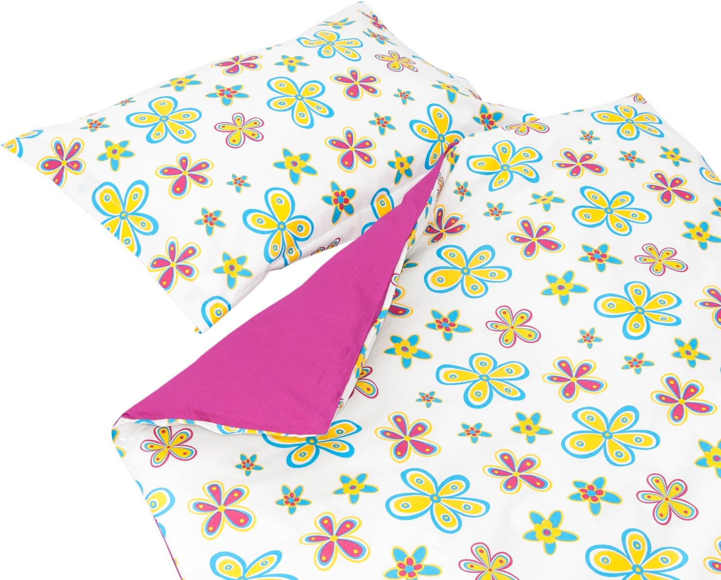 SoulBedroom Baby Colorful Flowers 100% Cotton Cot/Crib Set (Duvet Cover 120x150 cm & Pillow Case 40x60 cm)
