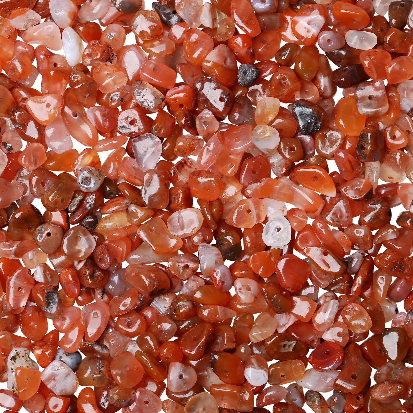 GUJOXILA 400pcs Carnelian Crystal Beads for Bracelet Jewellery Making Chips Stones Red Gemstone Beads for Crafting Polished Craft Nature Red Bead DIY 5-8mm