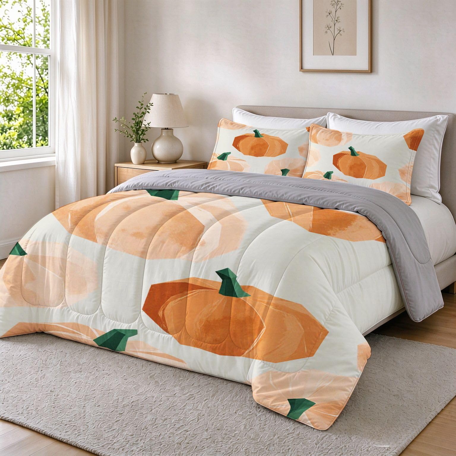 Couette 1 Personne Enfant 90x190 cm Citrouille Colorée a380