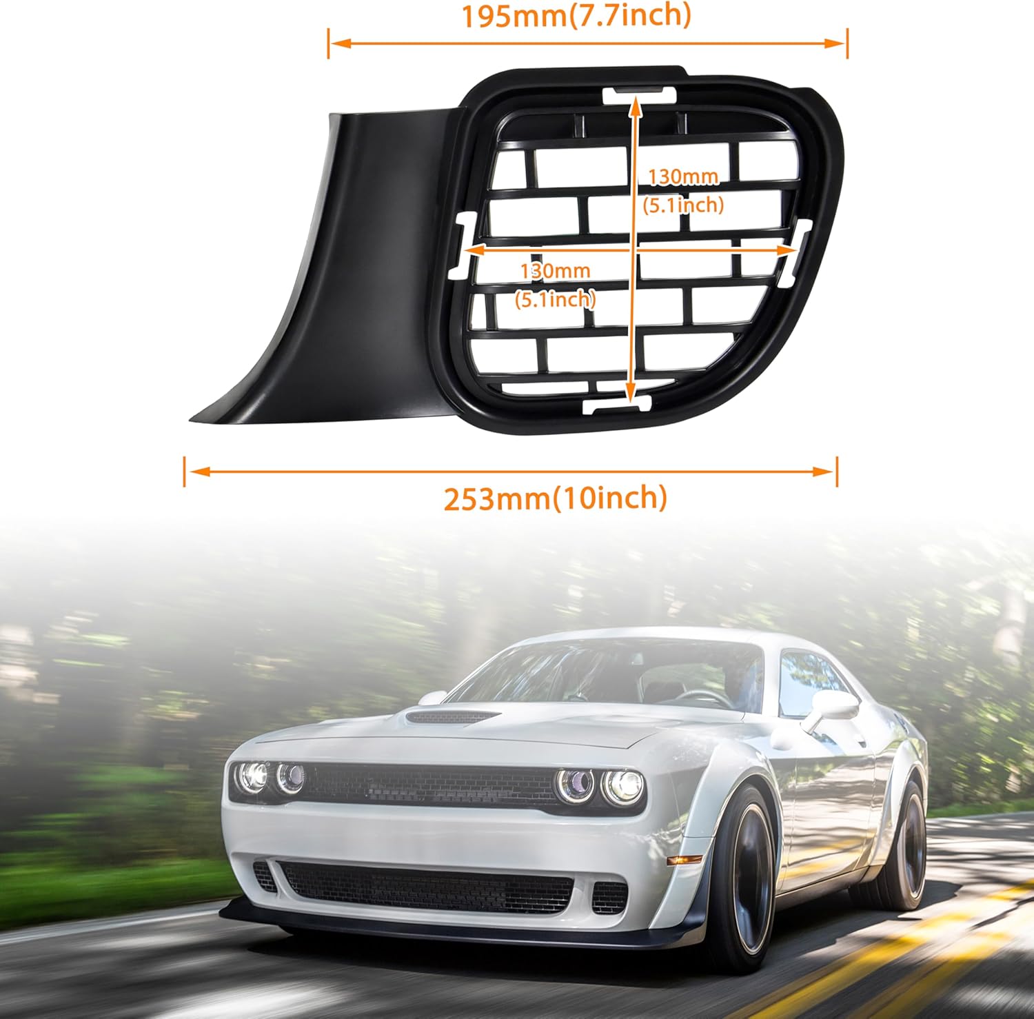 KEWISAUTO Front Lower Bumper Cover Grille for Dodge Challenger 2015-2022, Air Intake Front Bumper Grid Grill Front Bumper Grille Set for 2015-2022 Dodge Challenger Accessories