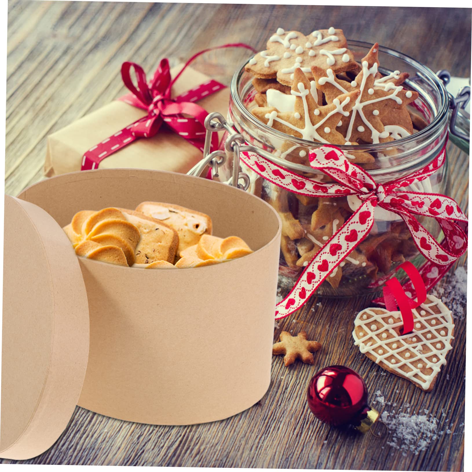 ULTECHNOVO 4pezzi Scatola Per Biscotti Multiuso Carta Kraft Confezione Da Perfetta Per Dolci e Regali Per Feste e Compleanni