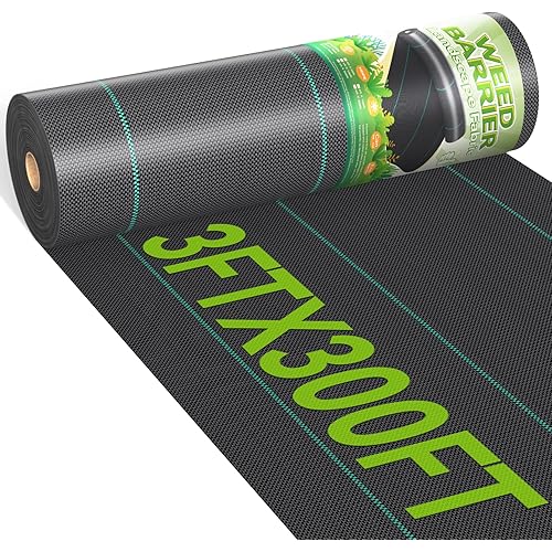 3ftx300ft Weed Barrier Landscape 3.2oz Fabric Heavy Duty, Woven Weed Control Cloth, Woven Geotextile Fabric for Underlayment, Gardening Ground, Commercial Driveway Weed Block Cover Mat
