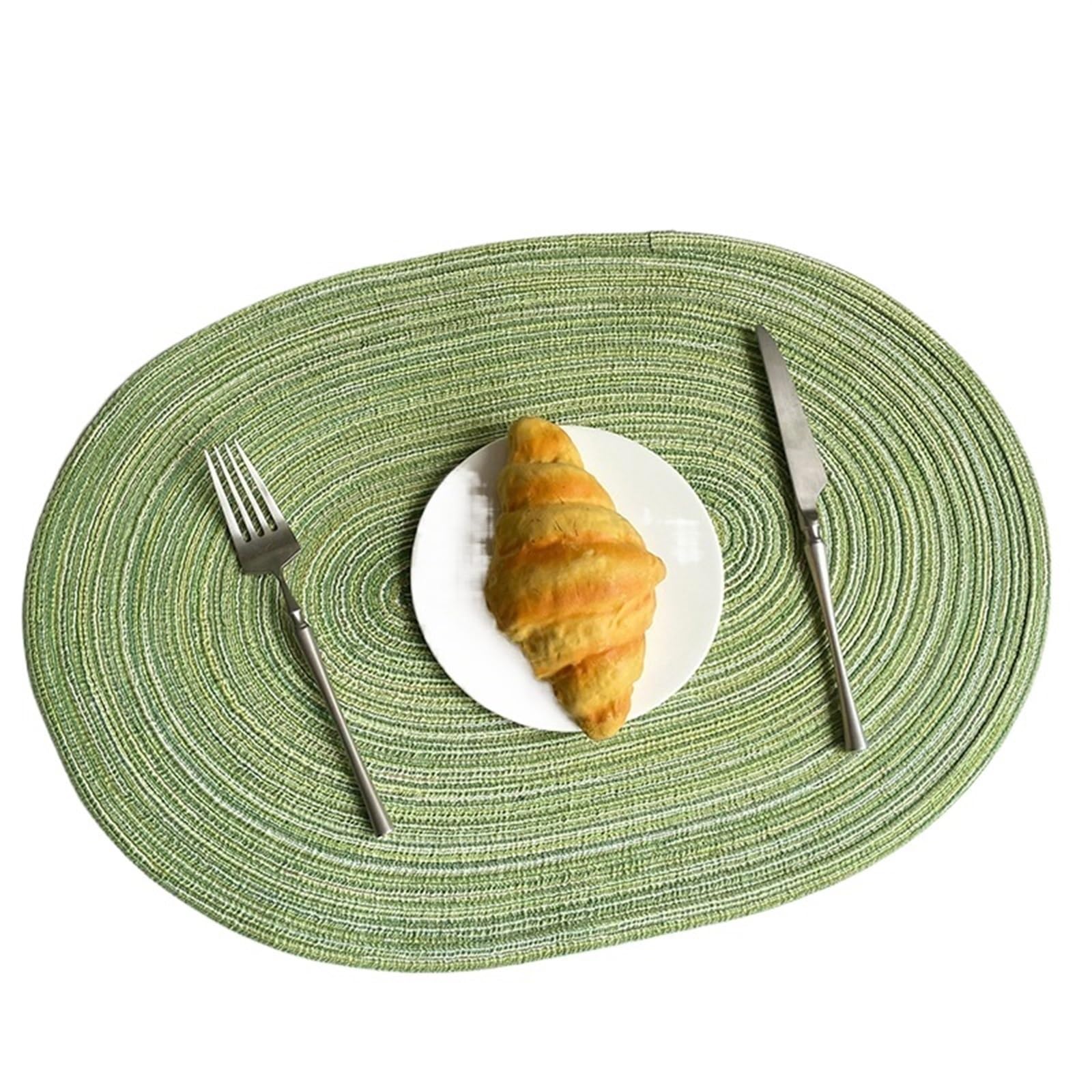 place mats for table 30x50cm Big Placemats Oval Braided Brown Table Place Mats for Round Dining Tables Mat for Kitchen Restaurant Dining Table(Green,35x50cm 6pcs)