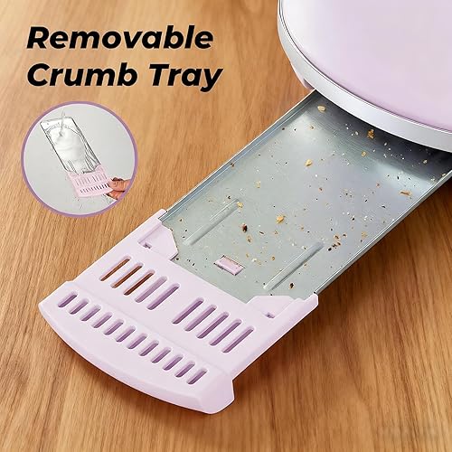 Miniatura 6 de Roter Mond Tostadora de 2 rebanadas con pantalla táctil inteligente, tostadora de pan retro de acero inoxidable con temporizador digital, modo de