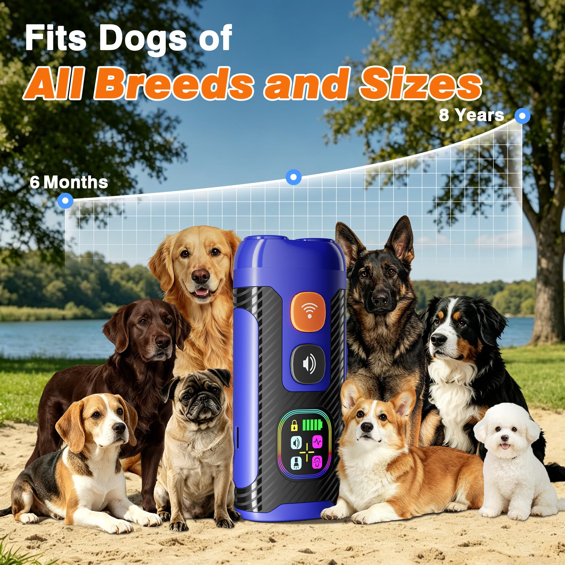 Dispositifs anti-aboiements pour chiens - Double ultrasons (fixe 25 kHz/adaptatif 20-30 kHz), contrôle des aboiements jusqu'à 15,2 m, empêche humainement les voisins et les propres chiens