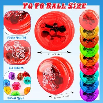 36 Pcs Light Up Yo Yo Professional Responsive Ball Bearing Yoyo for Beginners Advanced String Yo Yo Tricks and Looping Play Easter Basket Stuffers, 9 Colors