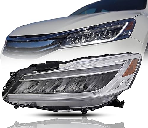 Conjunto de faros delanteros LED completo compatible con faros delanteros Honda Accord 2016 2017, incluyendo bombillas con DRL, lado