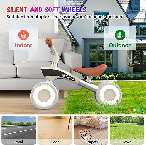 Miniatura 7 de Yoyuto Bicicleta de equilibrio para bebés de 1 año, niños y niñas de 12 a 36 meses, 4 ruedas silenciosas, asiento suave, juguetes de primera