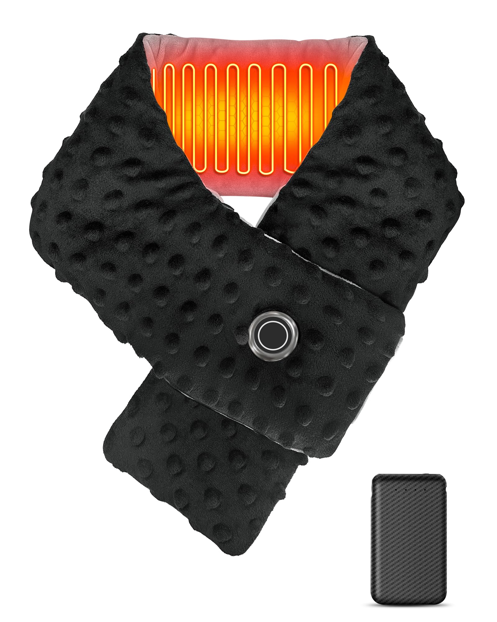 Graphen Beheizbarer Schal mit Power Bank USB Beheizter Nackenwickel für Damen Herren Kinder Fleece Heizkissen zur Halswärmer