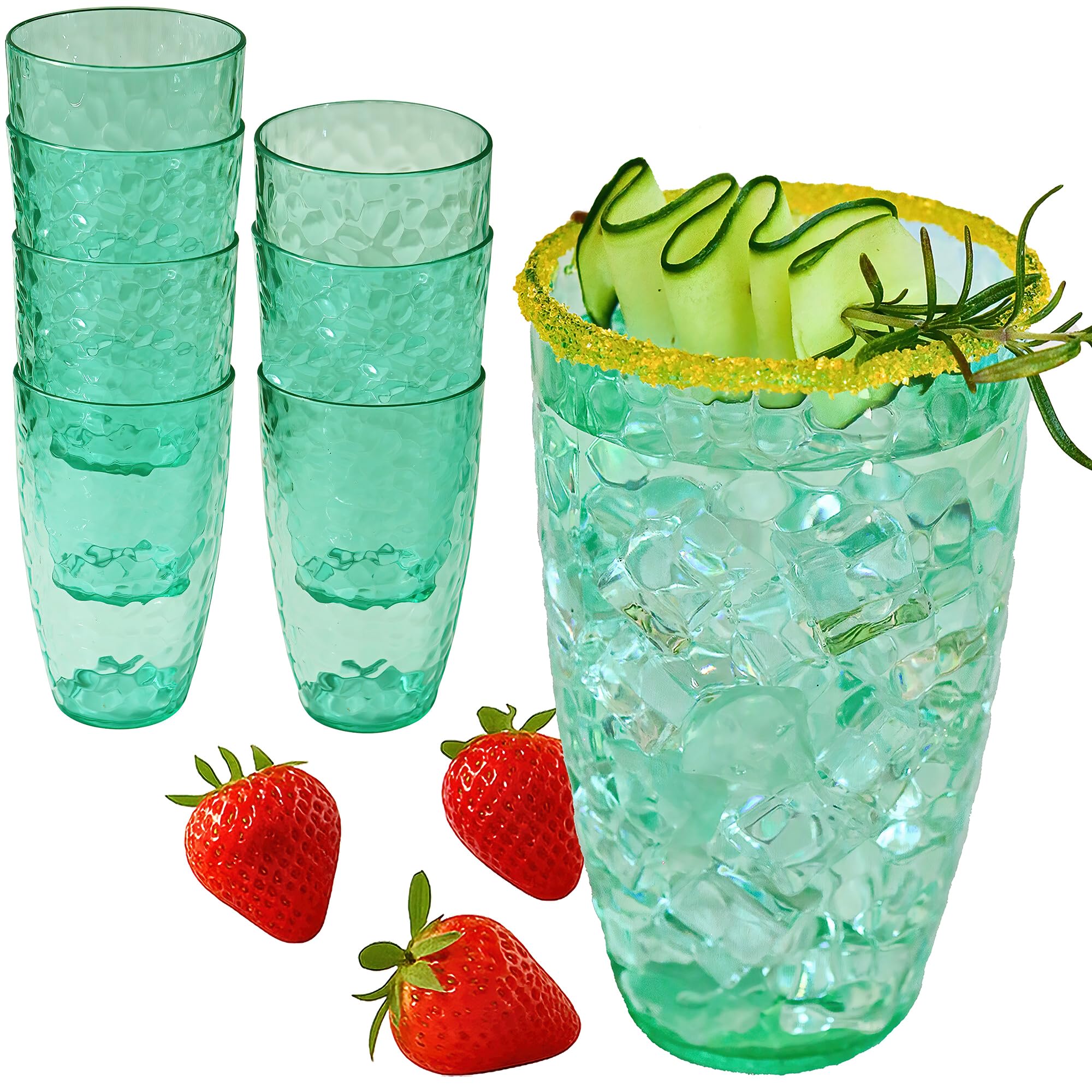Amazon.com | Kate Aspen Hammered Teal Plastic Drinking Glasses Set