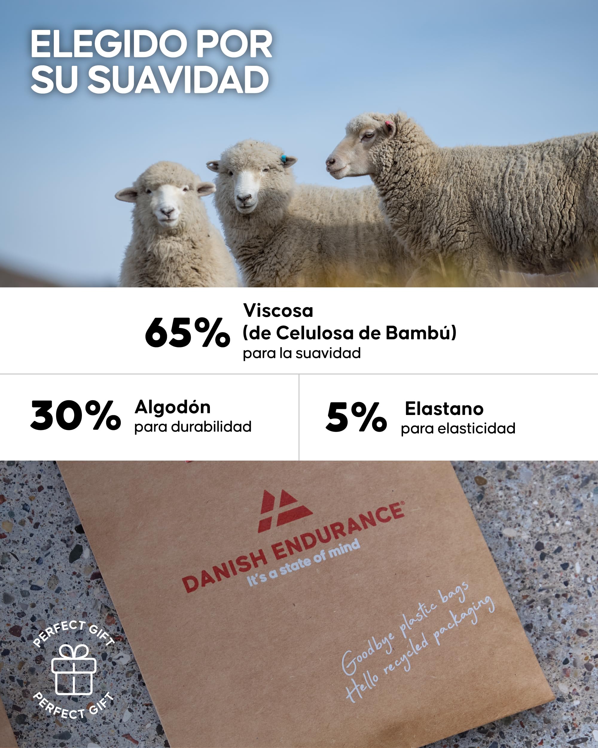 DANISH ENDURANCE Calzoncillos Hombre Boxer de Bambu, con o Sin Bragueta, Suaves y Elásticos, 6 Pack, MC (2X Negro, 2X Gris, 2X Blanco), 4XL