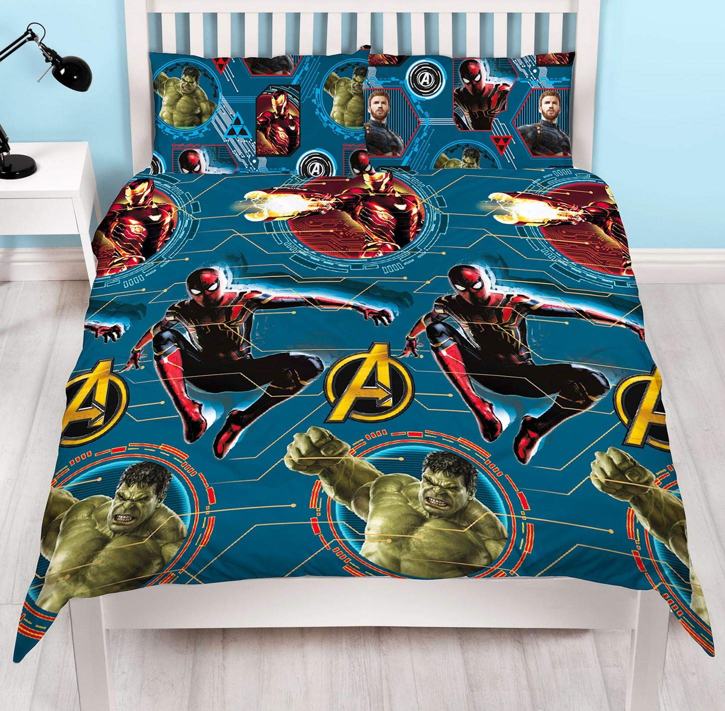 Avengers Endgame Official Double Duvet Cover Reversible Bedding Iron Man Spiderman Hulk Captain America