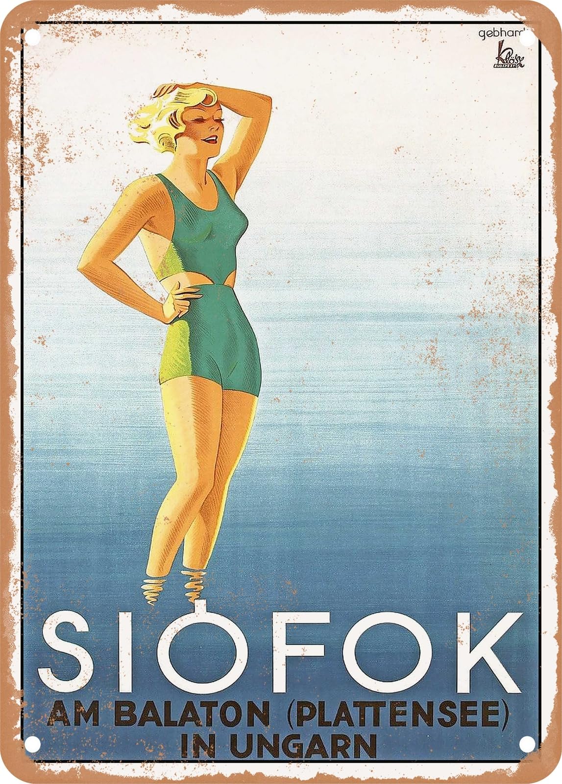 Miaomansenstore Metal Sign - 1935 Siofok At Balaton (Plattensee In Hungary) Vintage Ad Home Decor