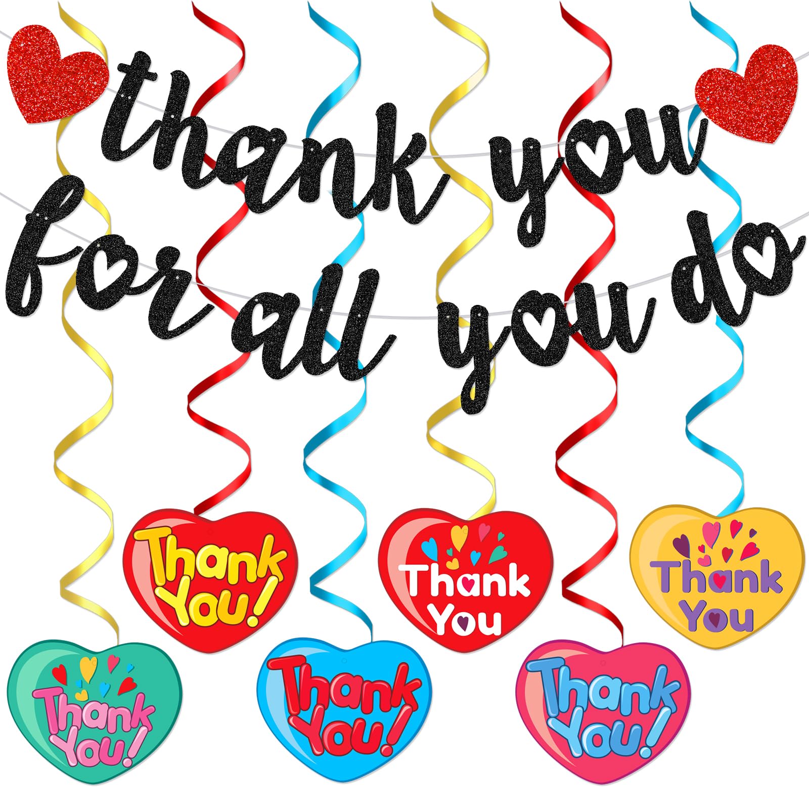Amazon.com: Yavxzvbw Black Thank You for All You Do Banner Thank You ...