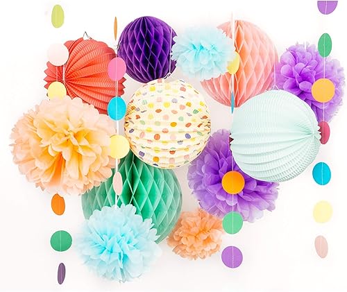 Miniatura 7 de PapaKit Bundle - Pancarta de feliz cumpleaños, decoración de pastel con números de edad personalizables, abanicos de papel de decoración de pared de