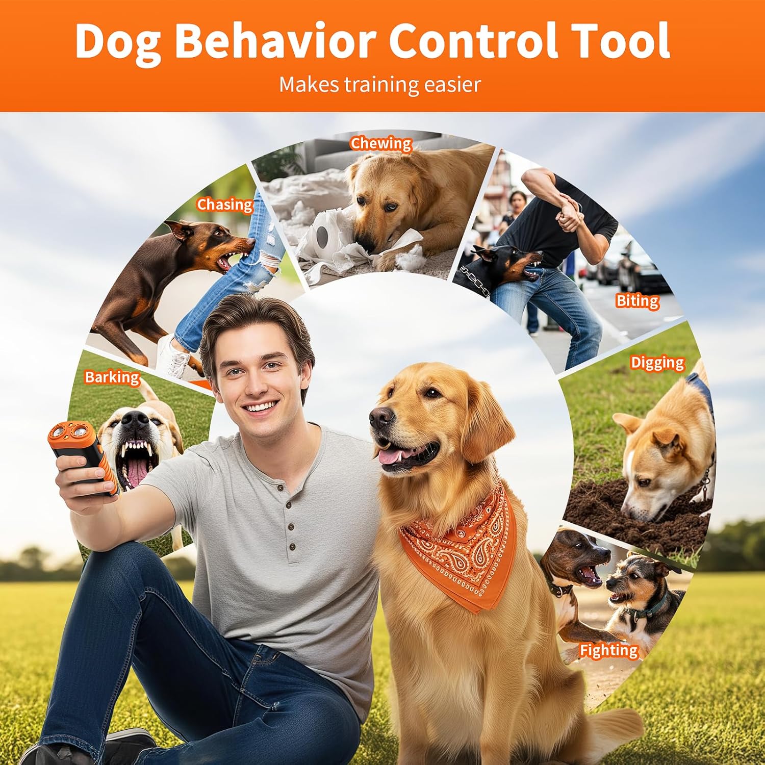 Dog Bark Control Devices - Ultrasonic Anti Barking Deterrent for All Dogs, Pets Gentle Trainer with LCD Screen, 35 ft Range Barkguard Stopper, Portable Humane Behavior Training Tools Indoor Outdoor