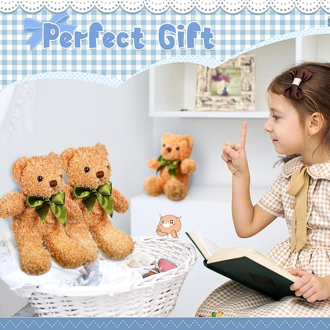 HyDren 18 Piezas Osos de Peluche 10 Pulgadas con Corbata miniatura 6