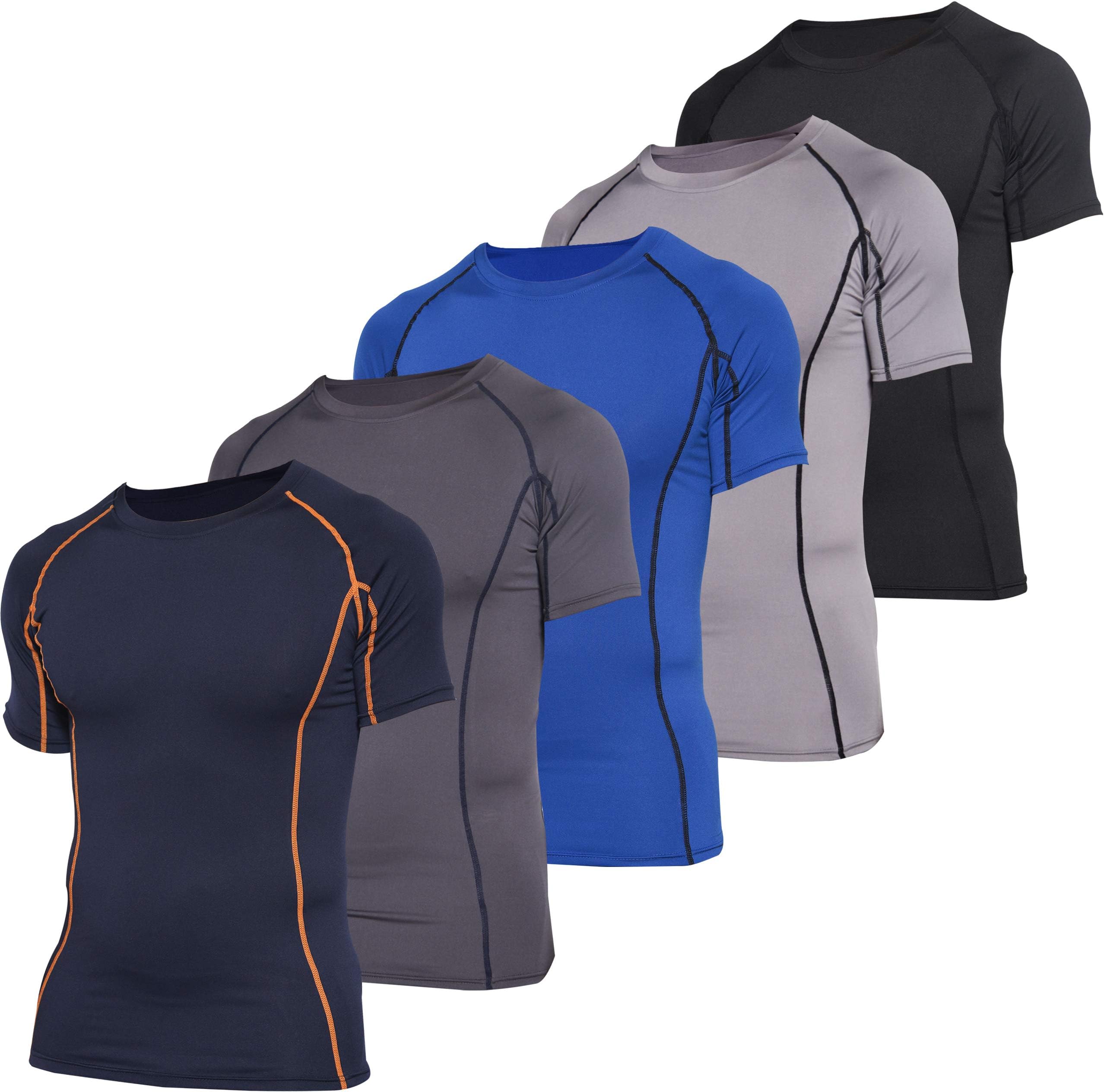 Real Essentials4 Pack: Men's Short Sleeve Compression T-Shirt Base Layer Undershirt Athletic Top (Available in Big & Tall)