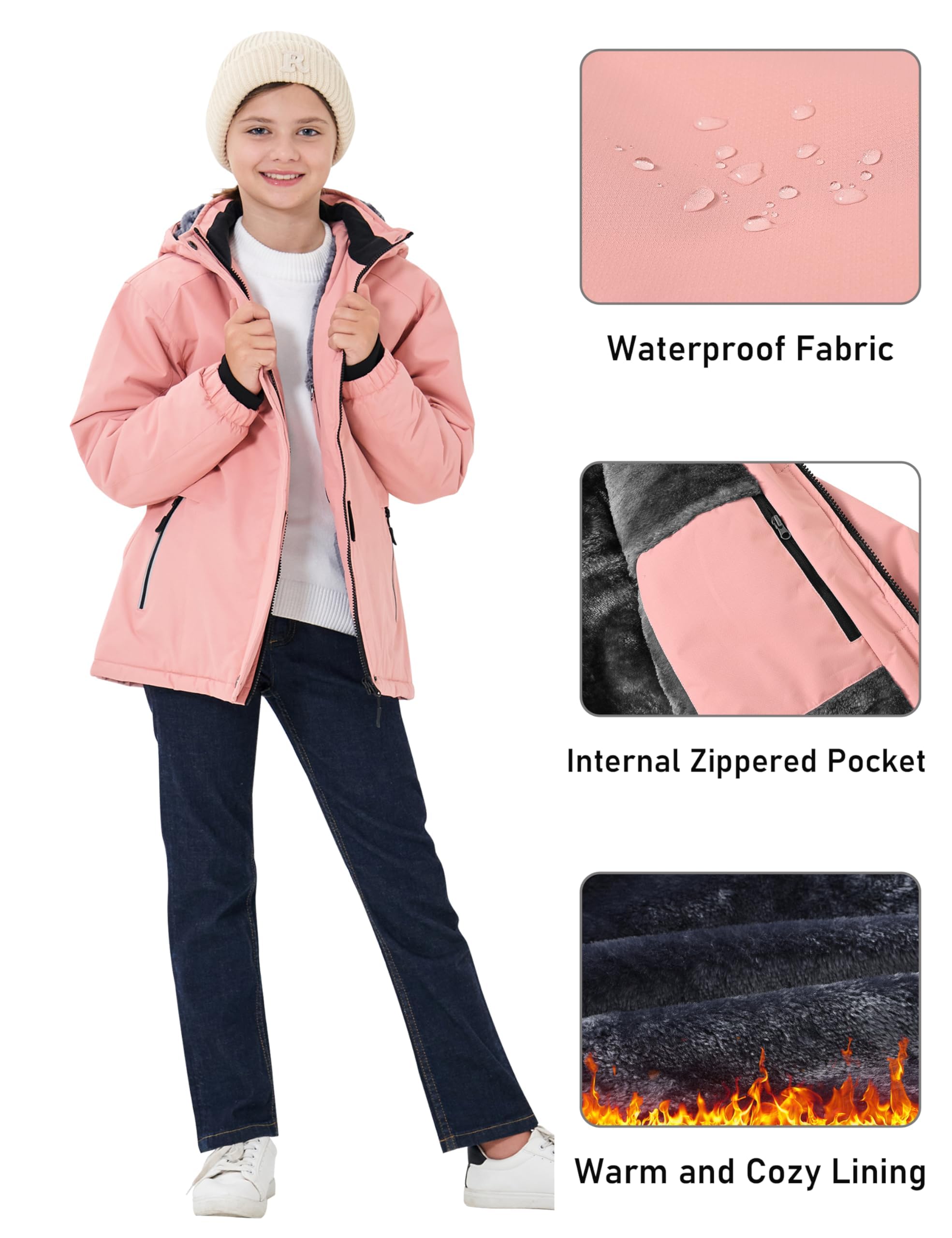 MoFiz Chaquetas Niña Invierno Chaqueta de Esquí Nina Chaqueta Ski Junior Abrigos Invierno Ski Jacket con Capucha