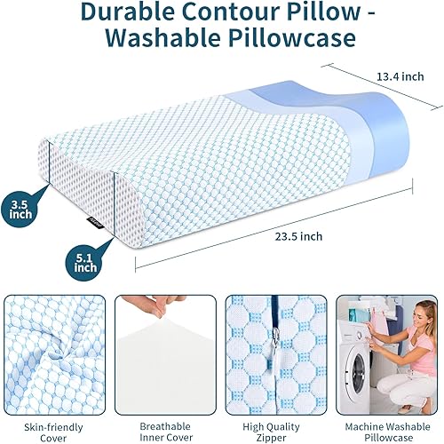 Miniatura 5 de Almohadas de espuma viscoelástica para aliviar el dolor, almohada cervical ergonómica, almohada cervical de apoyo para el cuello y los hombros,