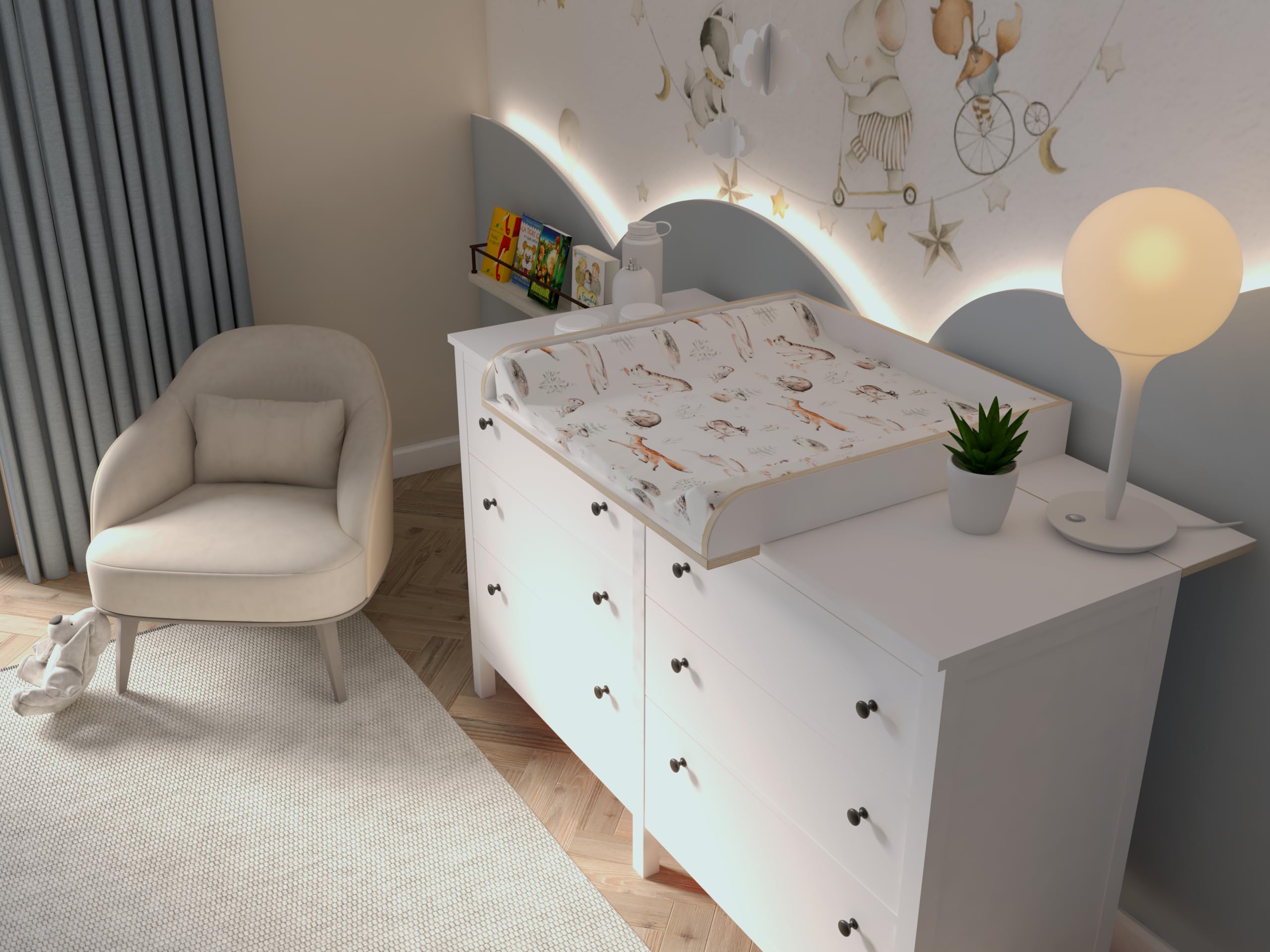Nakładka do Przewijania z Blatem do Hemnes IKEA, Biały | Zdejmowana nakładka z blatem, proste panele przednie, łatwy montaż, 50 x 160 cm