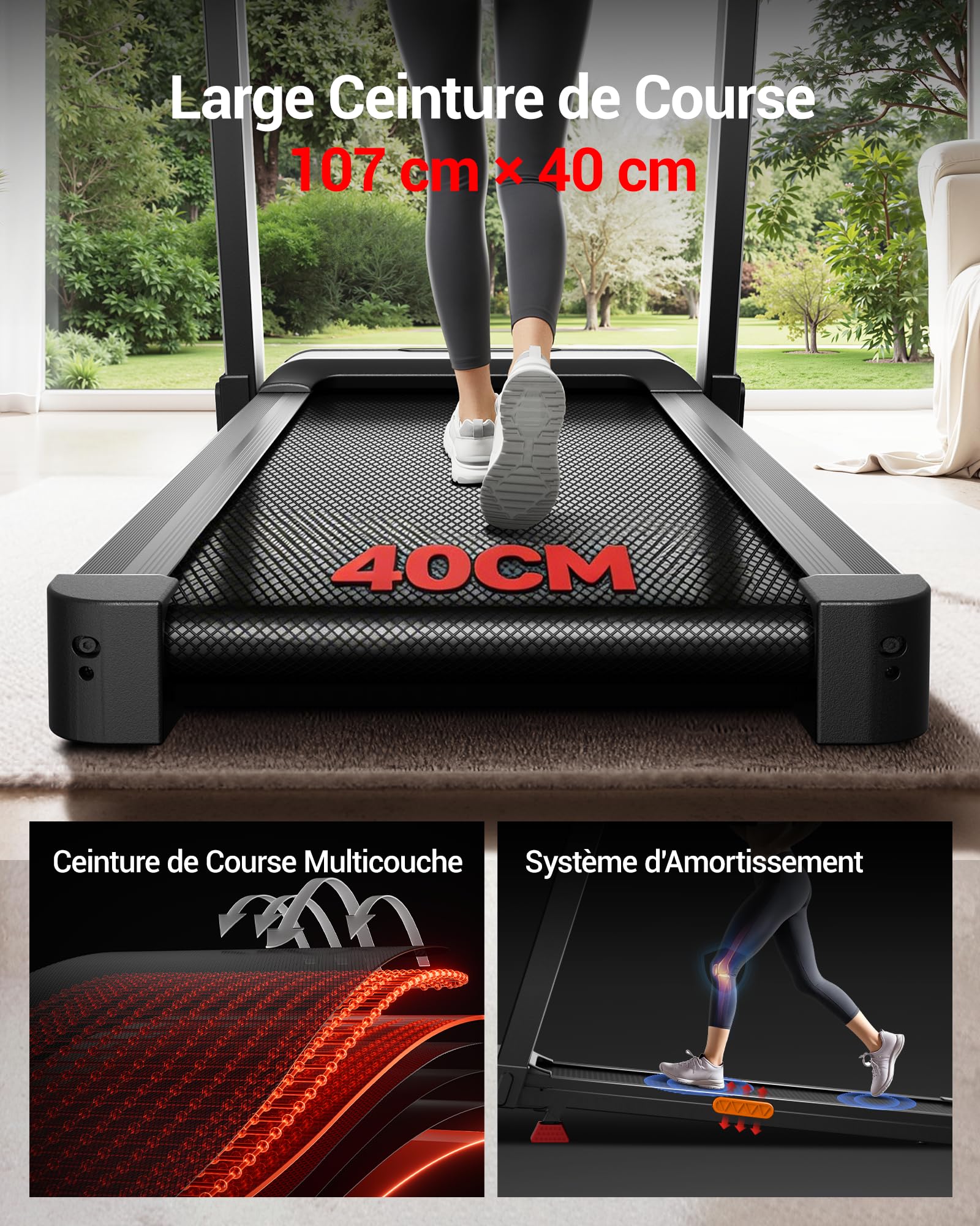 UMAY Tapis de Course Pliable Inclinable 16%, 14KM/H, 3,5CV, Charge Max 180KG