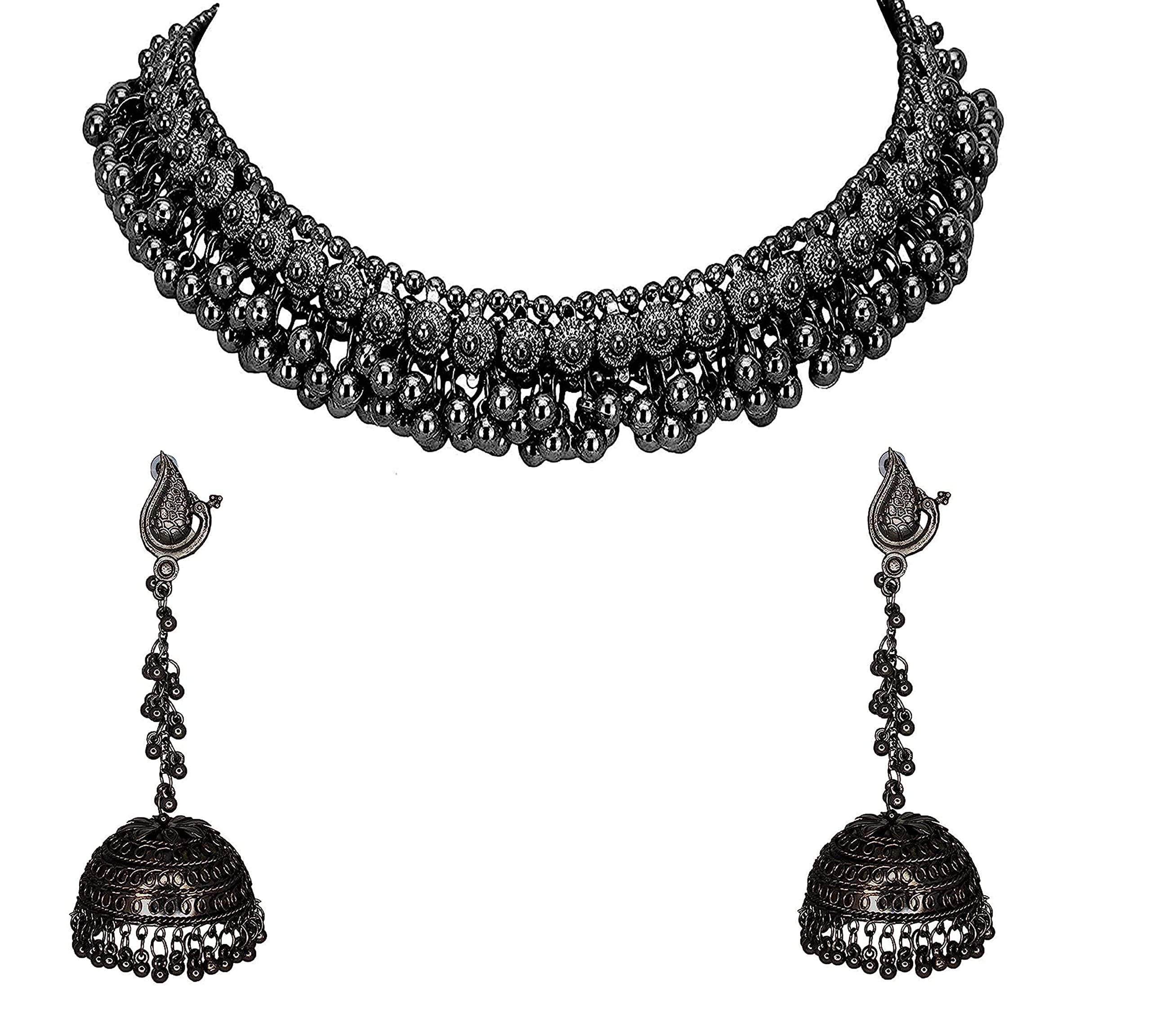 Total Fashion Latest Stylish Boho Trible Black Metal Oxidised Choker Necklace Jewellery Set Women for Girls (B09HK9GCM7) Amazon Price History, Amazon Price Tracker