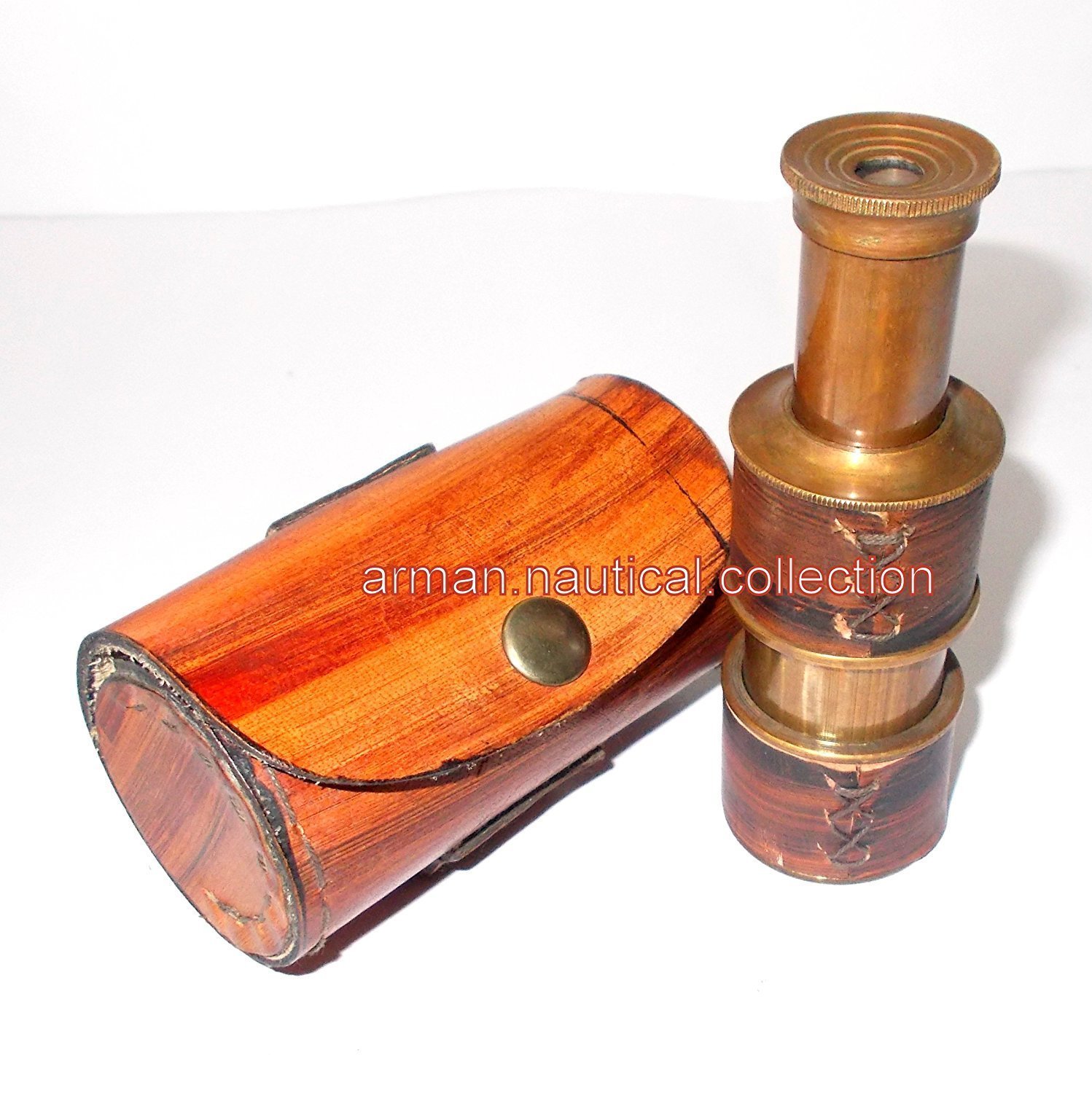 Mahira Nautical VINTAGE ANTIQUE STYLE BRASS TELESCOPE WITH LEATHER BOX GIFT FOR LIFE PATNER