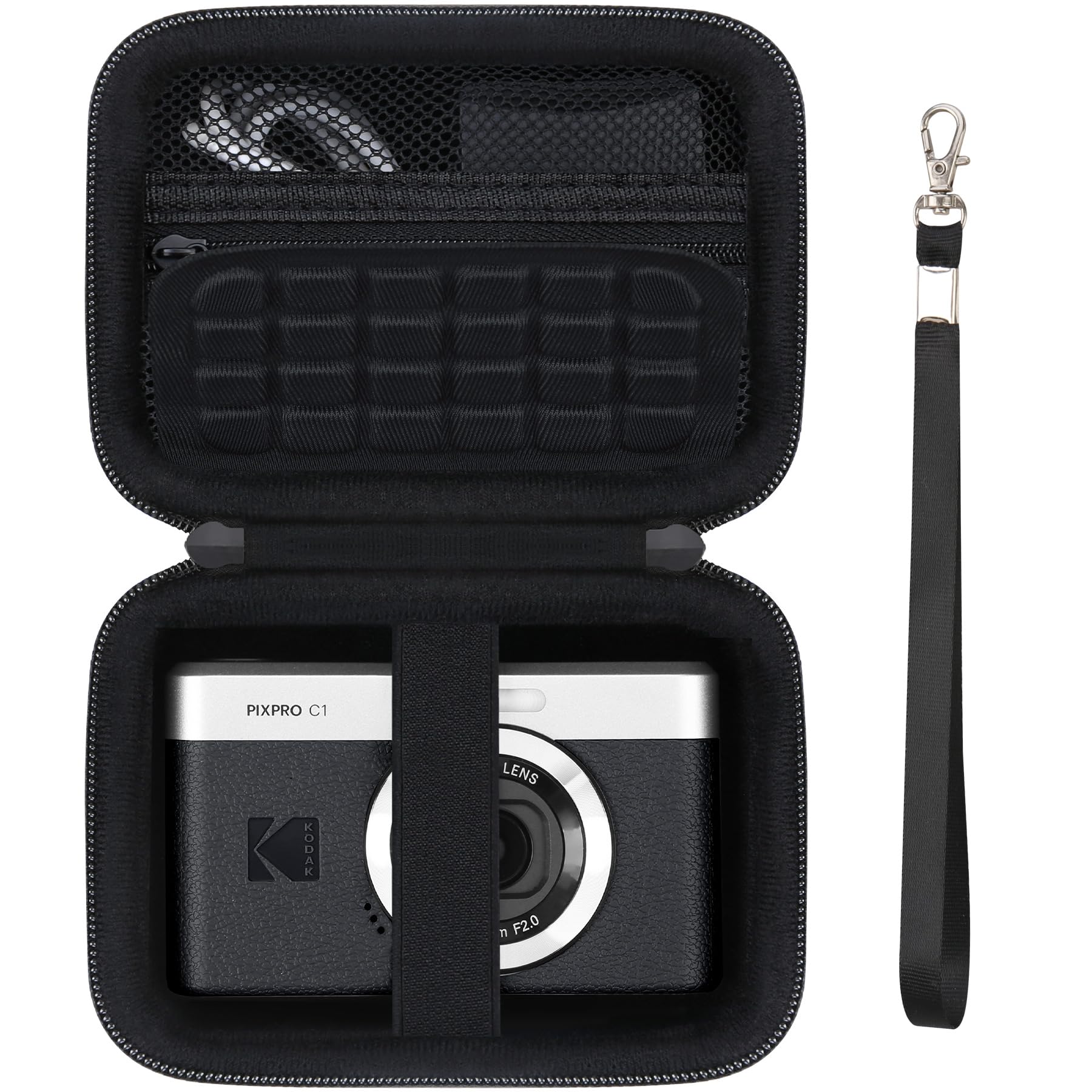 Custodia da viaggio per KODAK Pixpro C1 - Cámara Digital ultracompacta, Punta e spara supporto di archiviazione portatile per fotocamera digitale con borsa in rete per cavo di ricarica, Nero