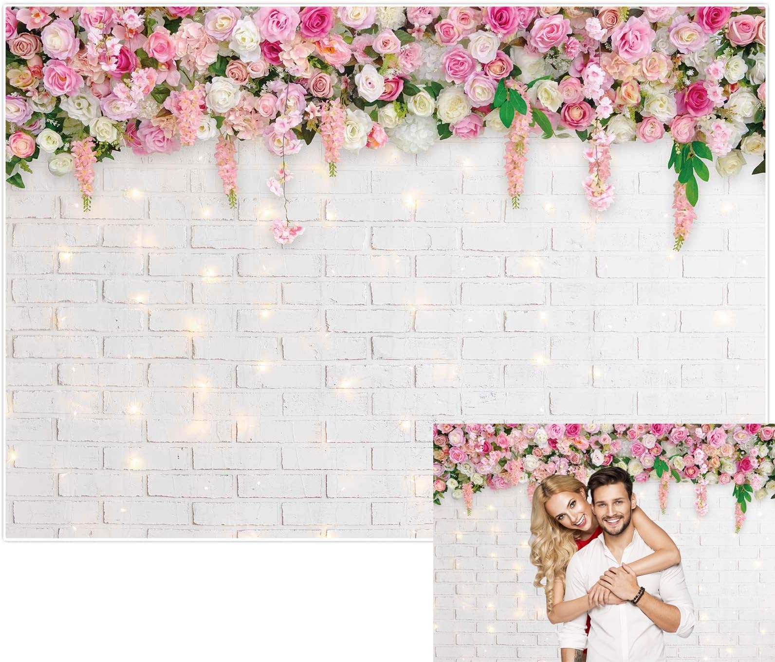 Amazon.com : ANSHUHAI Pink Rose Wall Backdrop Pink Flowers Background ...