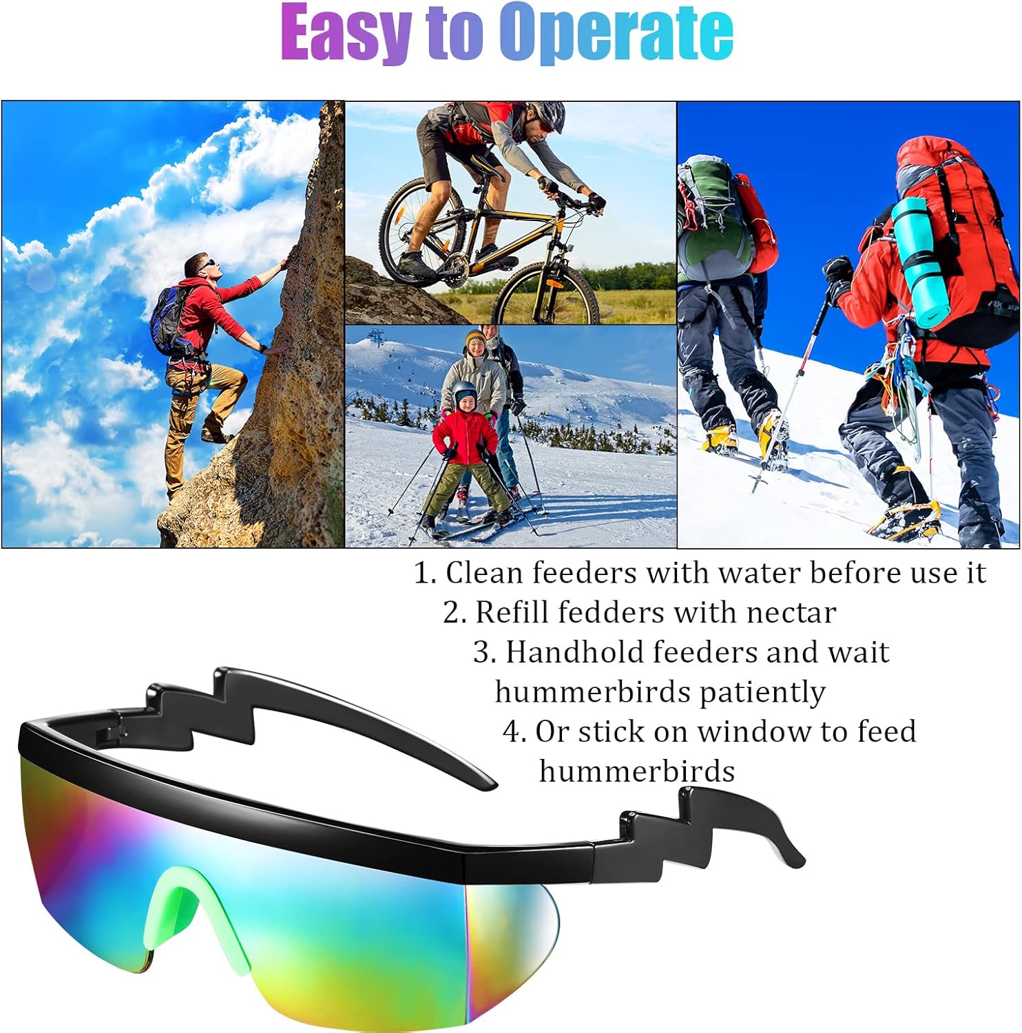 Frienda 3 Pairs Retro Semi Rimless Sunglasses 80s 90s Zigzag Sunglasses Colored Transparent Lens Glasses for Men Women - Image 4