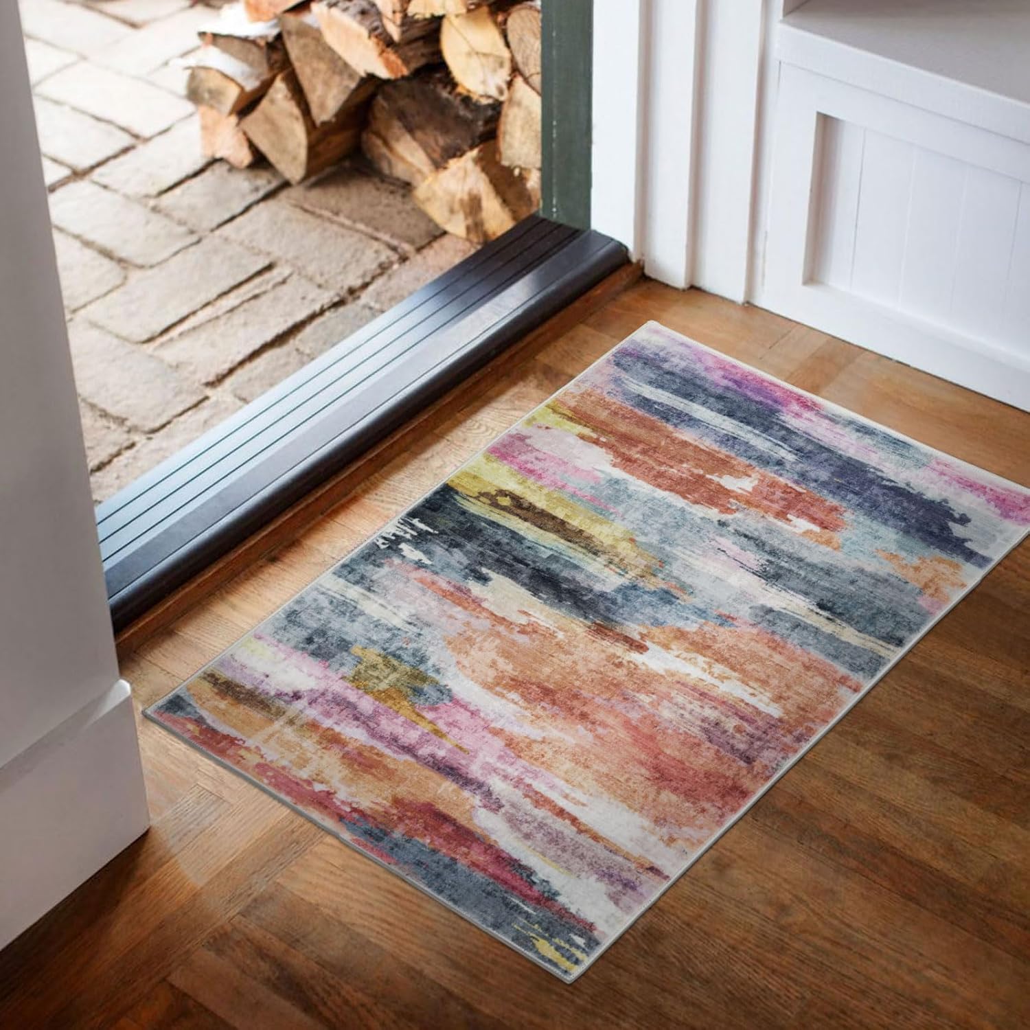 Graffit Washable Door Mat, Modern Abstract Non