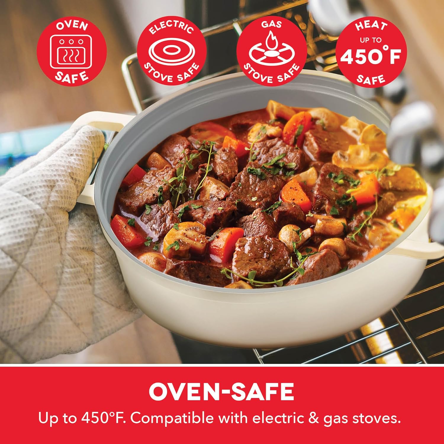 Dash Stacks Stacking Cookware Set with Electric Burner - Features CleanCoating™ Ceramic Nonstick Coating - Versatile, Nestable Pieces - Convenient Storage - Cream, 16-Piece