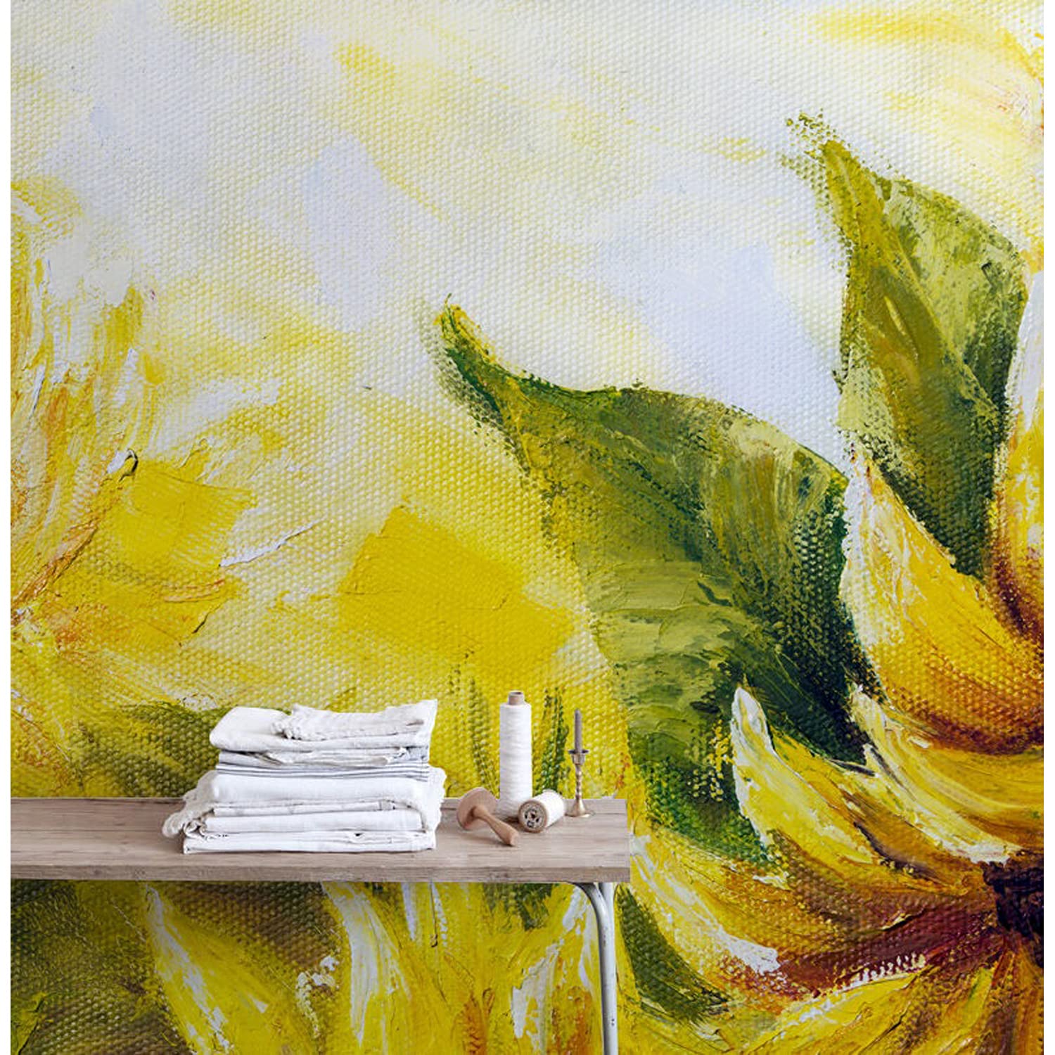 Papier peint intissé tournesols pour relooker un mur de chambre